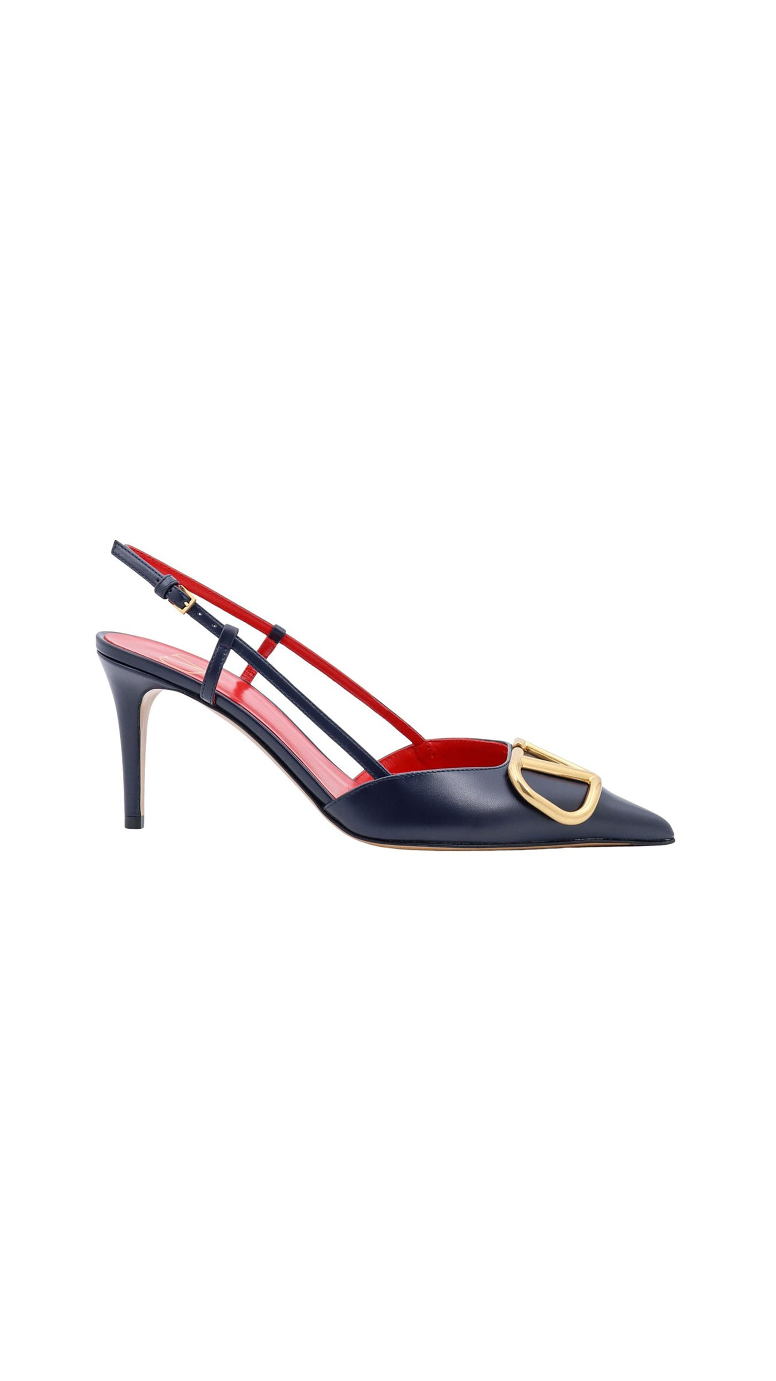 Vlogo Signature Calfskin Slingback Pump 80MM - Navy