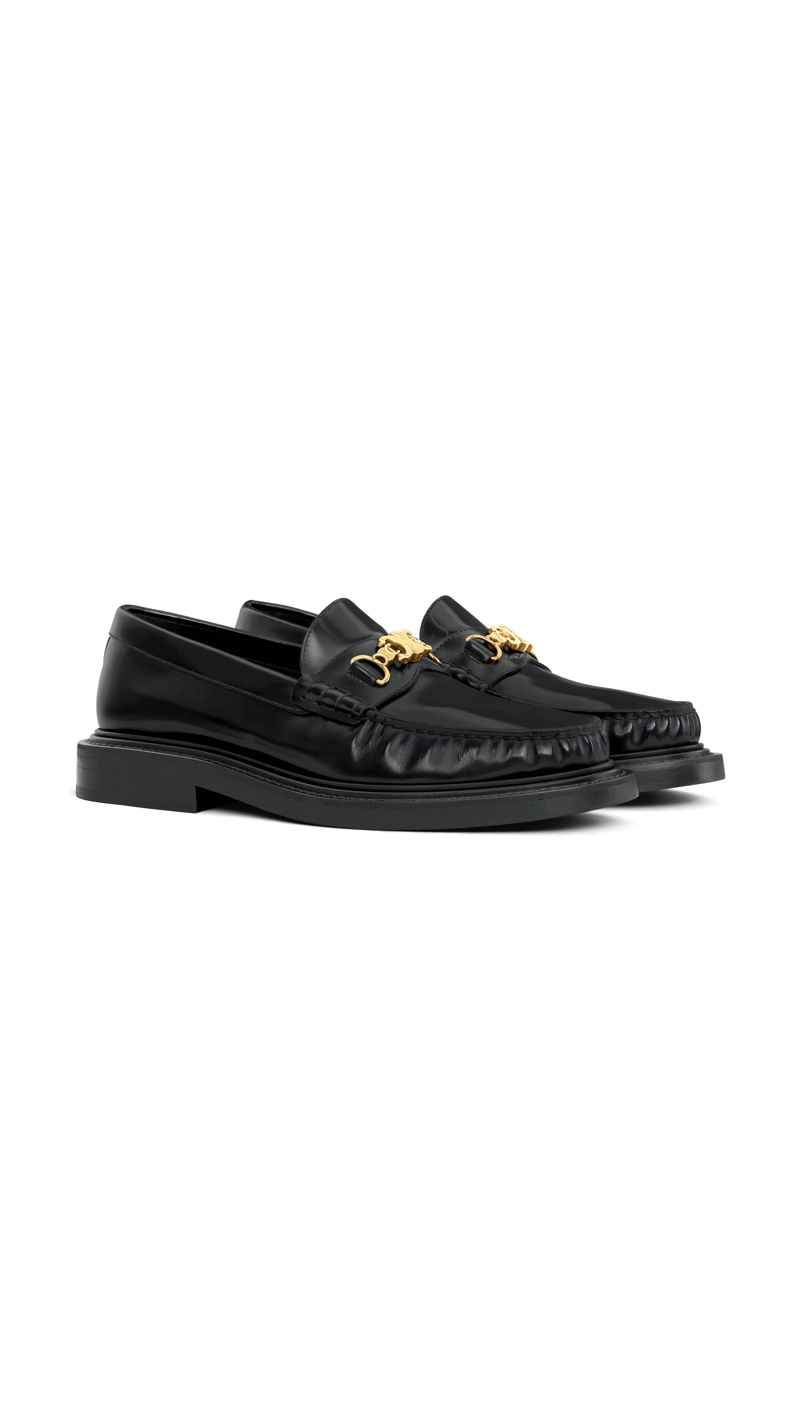 Université Triomphe Chain Loaffer in Polished Bull - Black