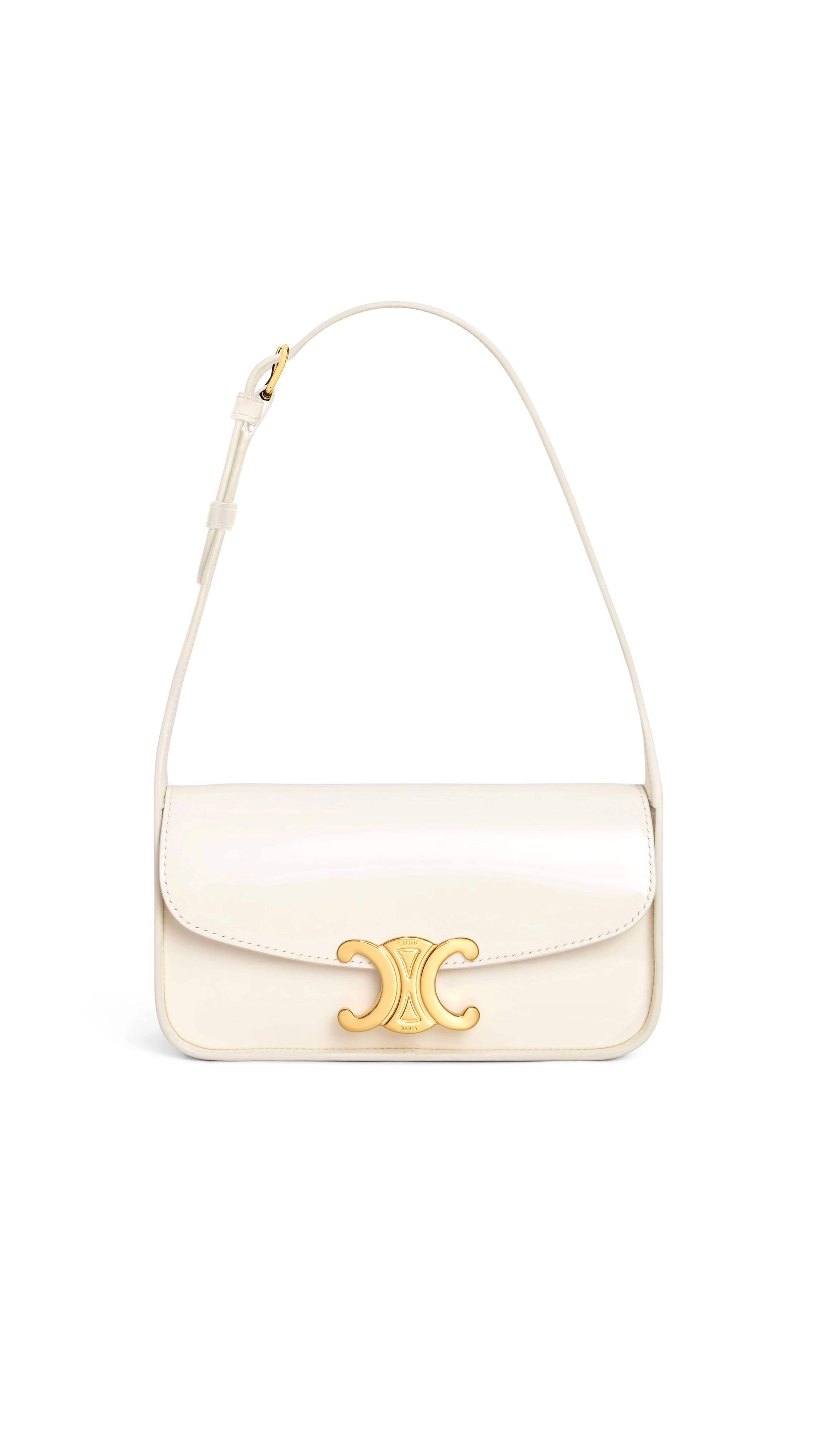 Shoulder Bag Terrence in Patent Calfskin - White Cotton