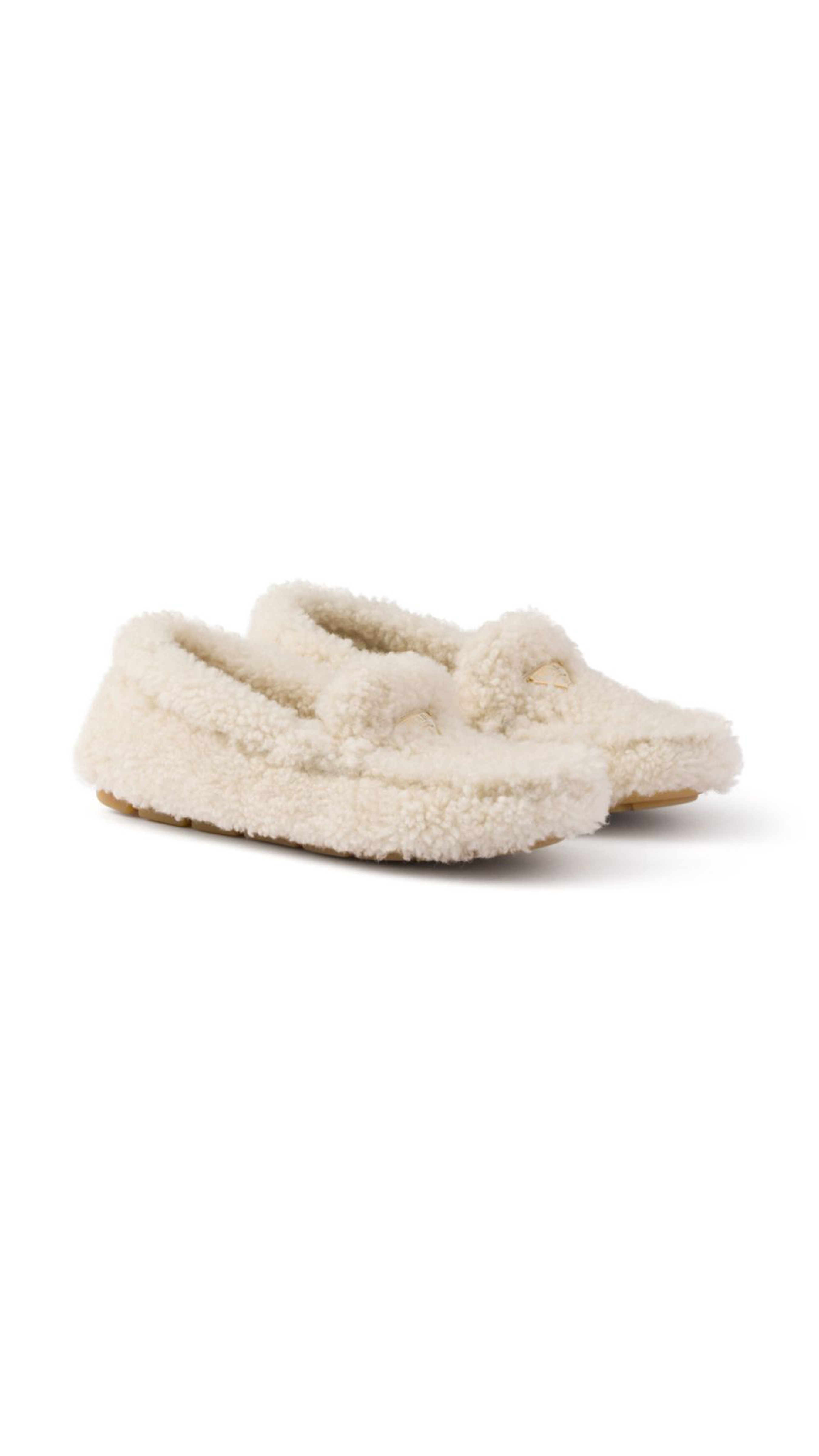 Shearling Driving Shoes - Natural