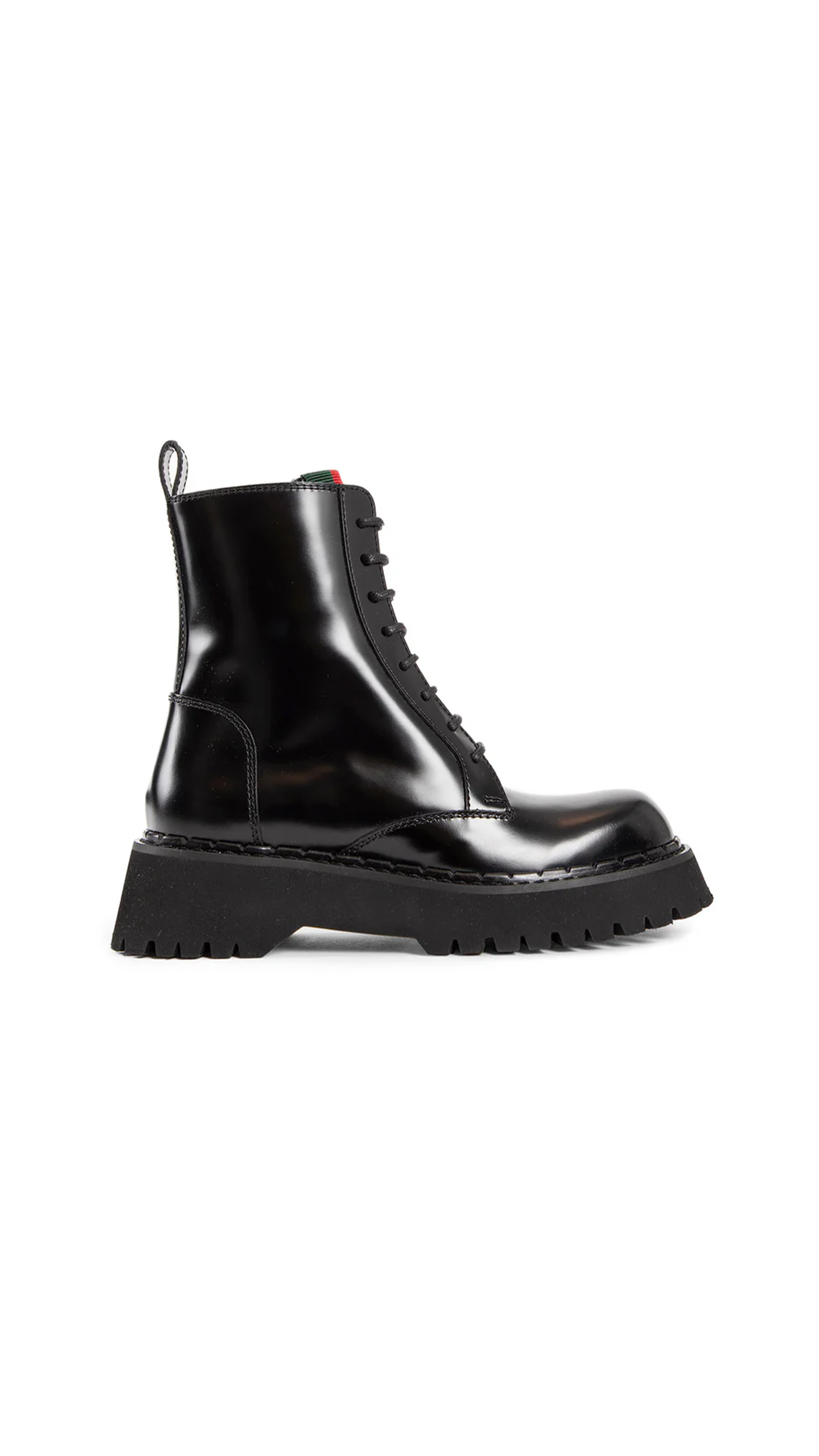 Web Shiny Leather Low Boots - Black