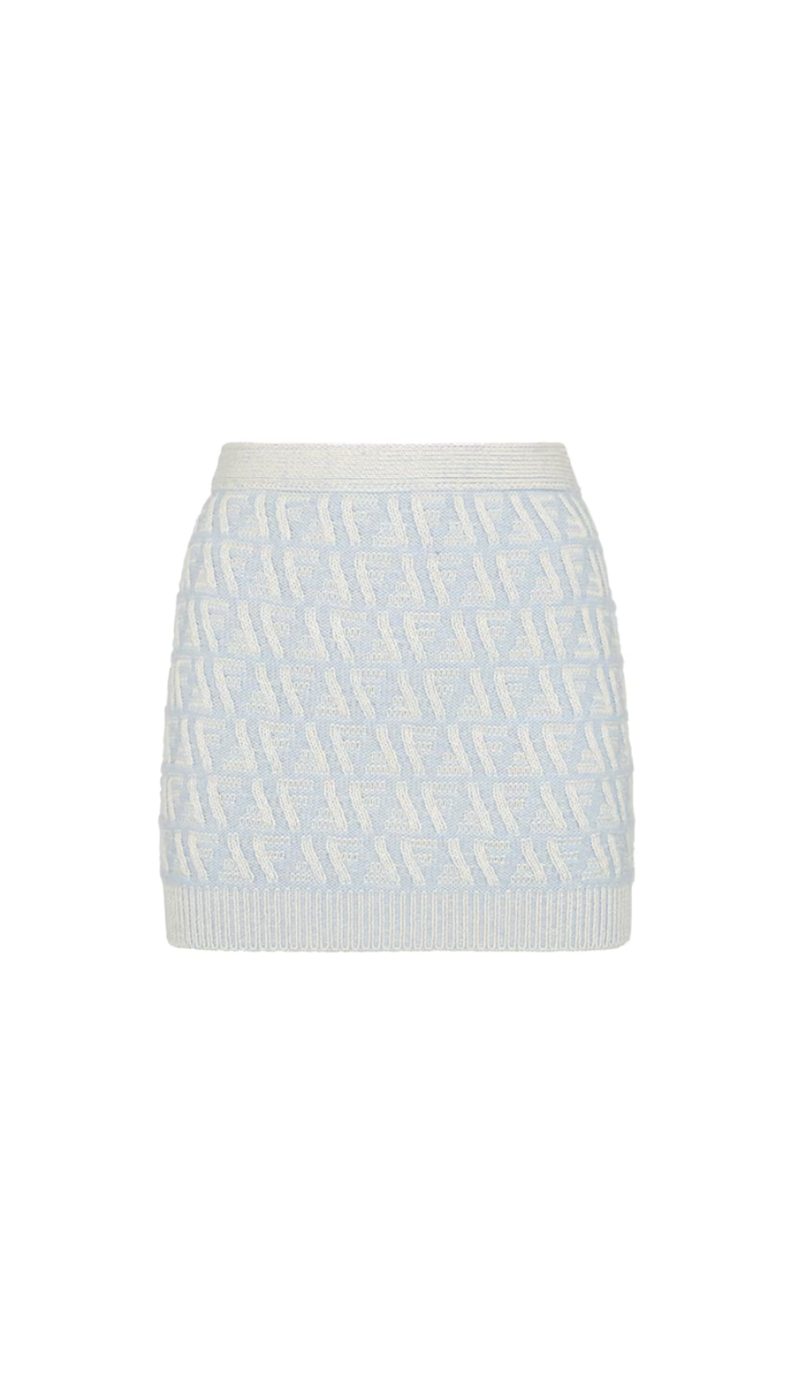 FF Cashmere and Wool Mini Skirt - Light Blue/White