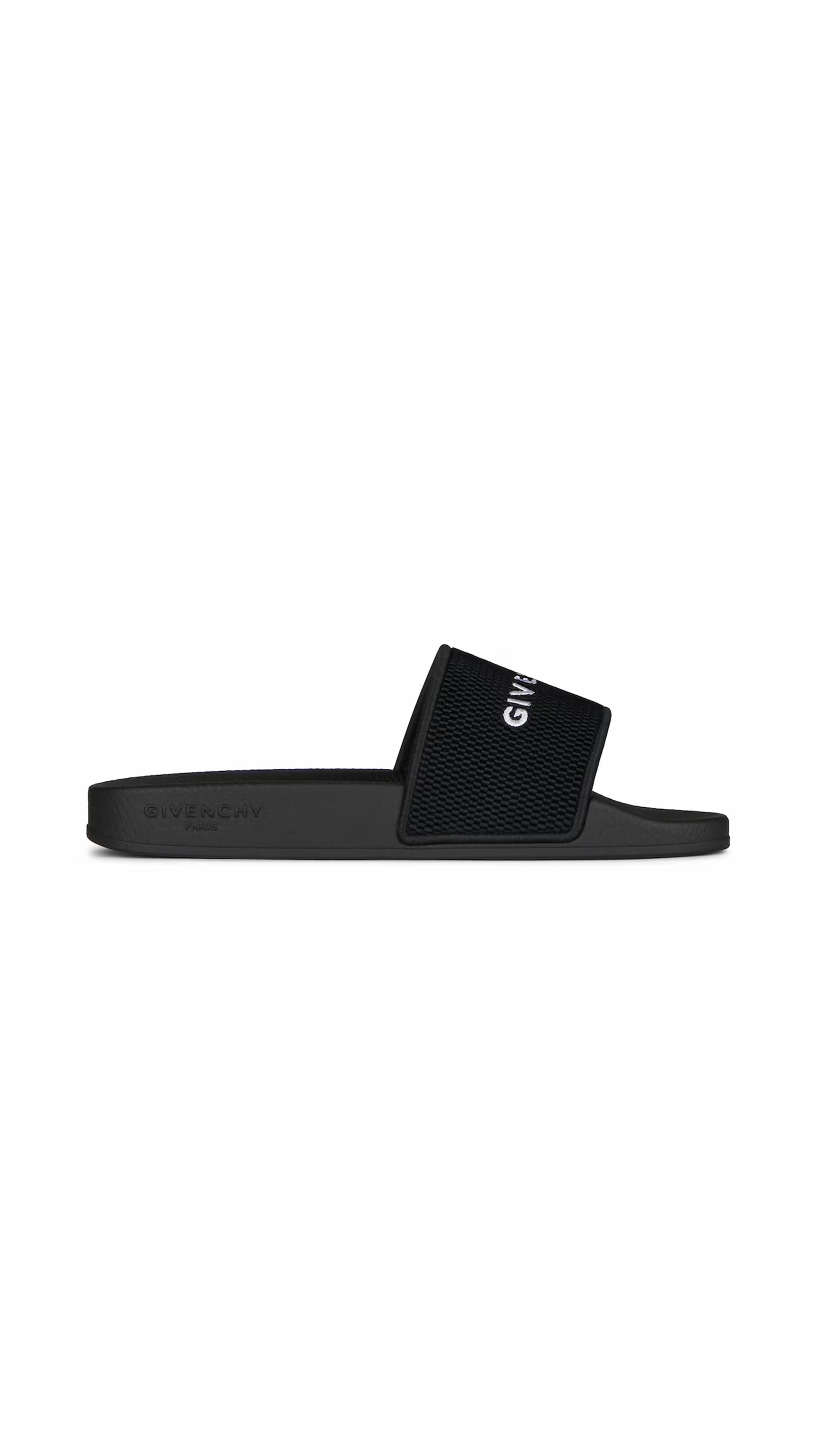 Slide Flat Sandals in Rubber - Black/White