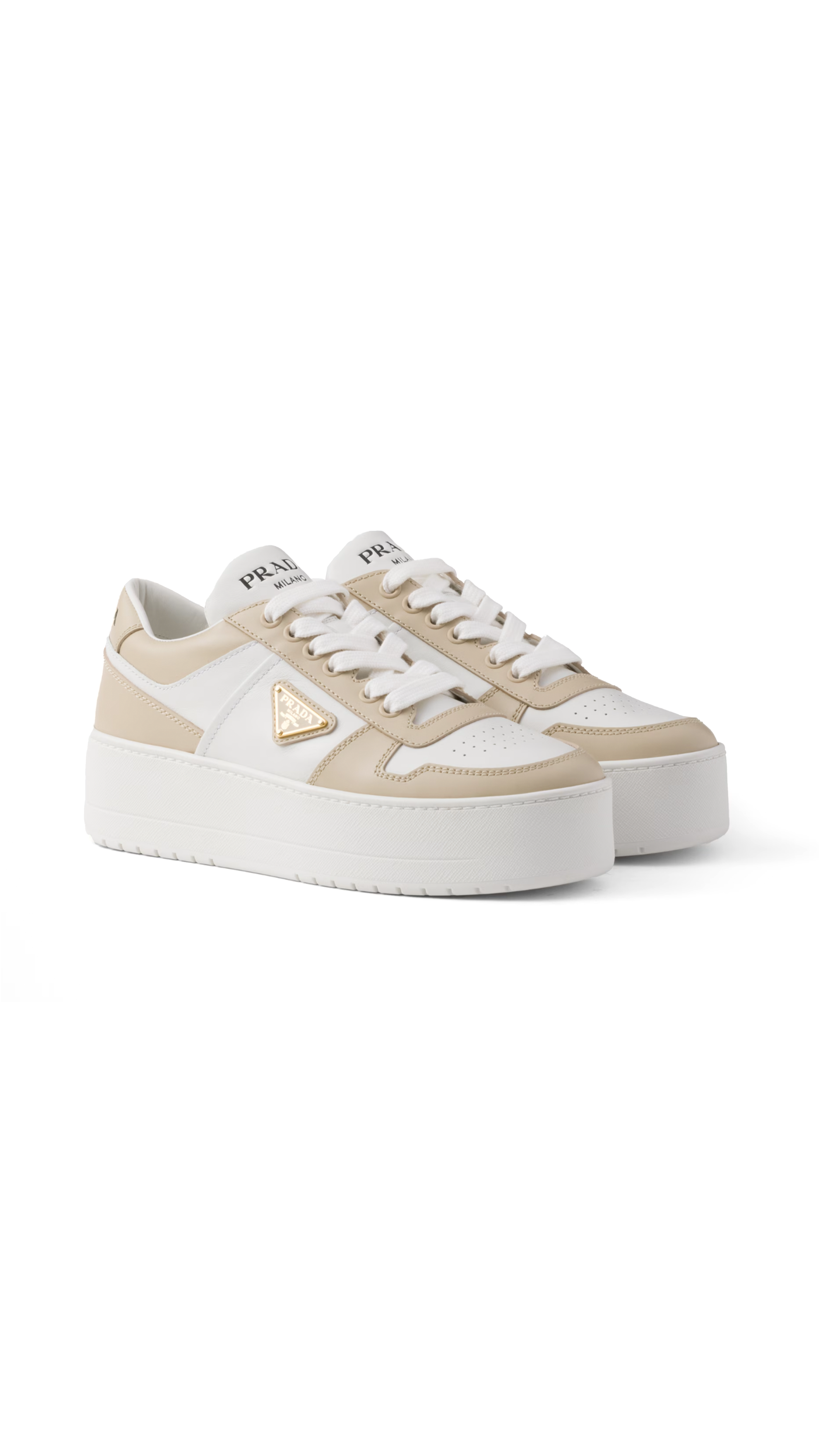 Downtown Bold Leather Sneakers - Desert/White