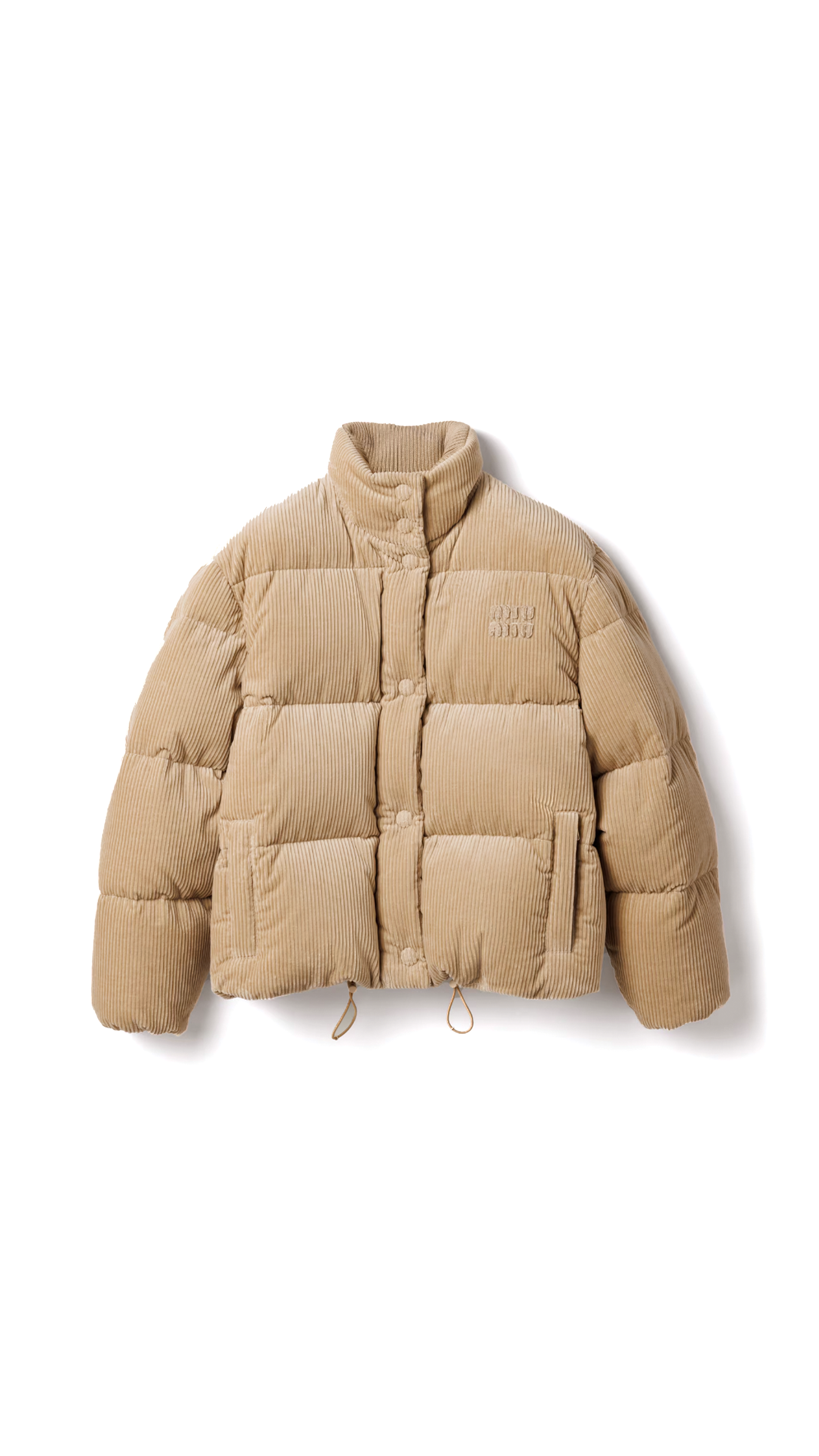 Medium-Weight Corduroy Down Jacket - Beige