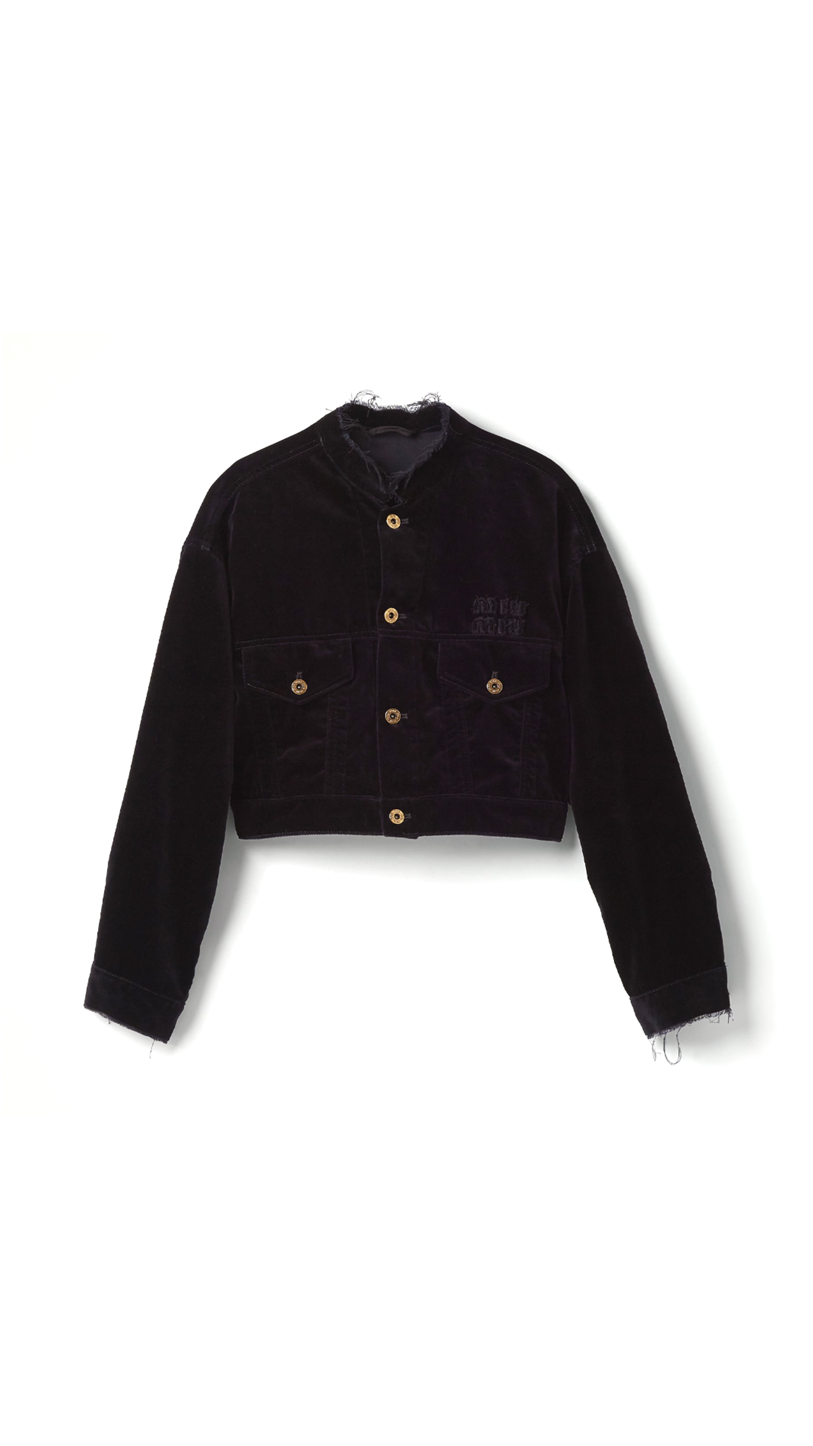 Washed Velvet Blouson Jacket - Black