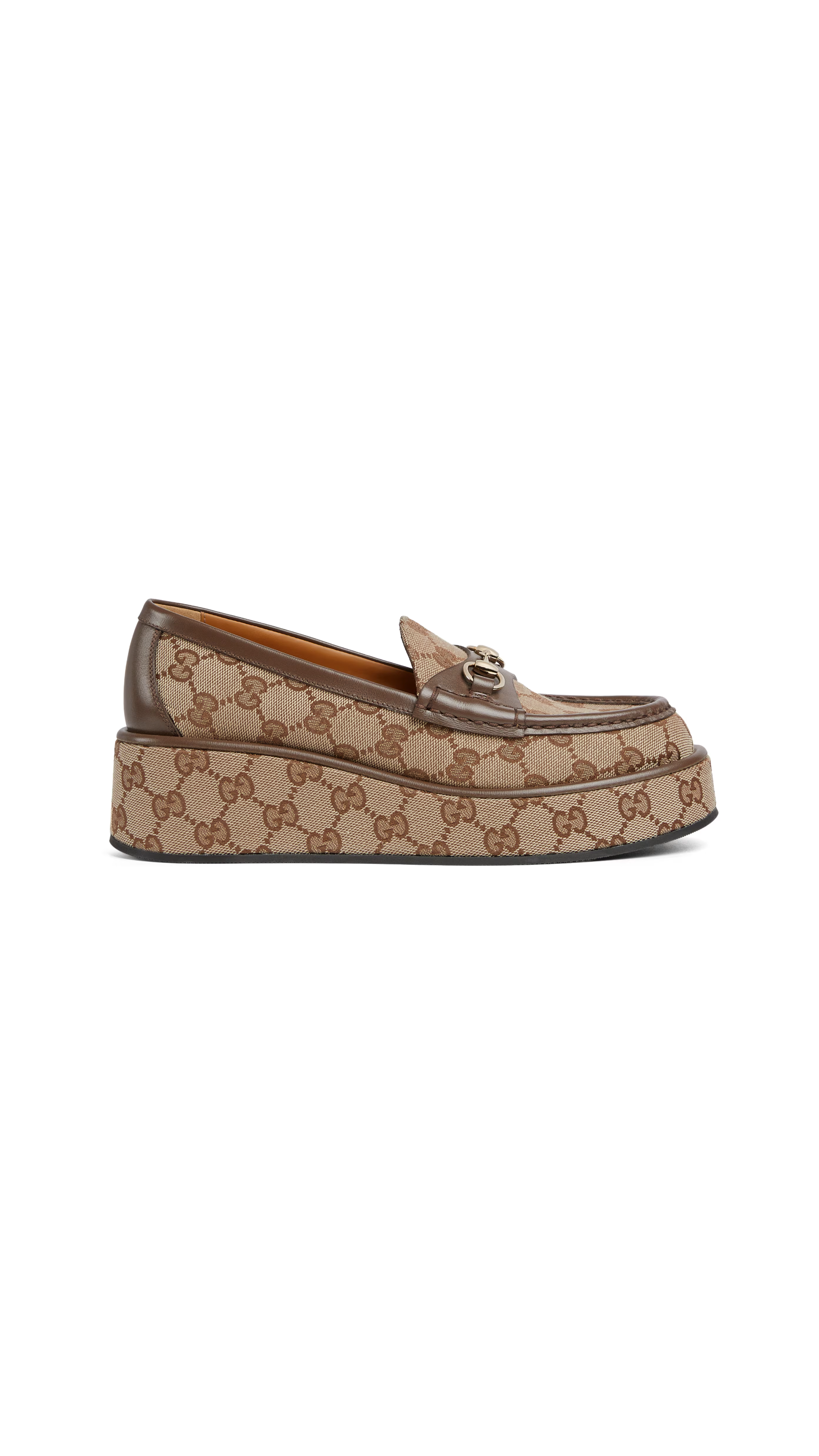 Horsebit Wedge Loafer - Beige&Ebony