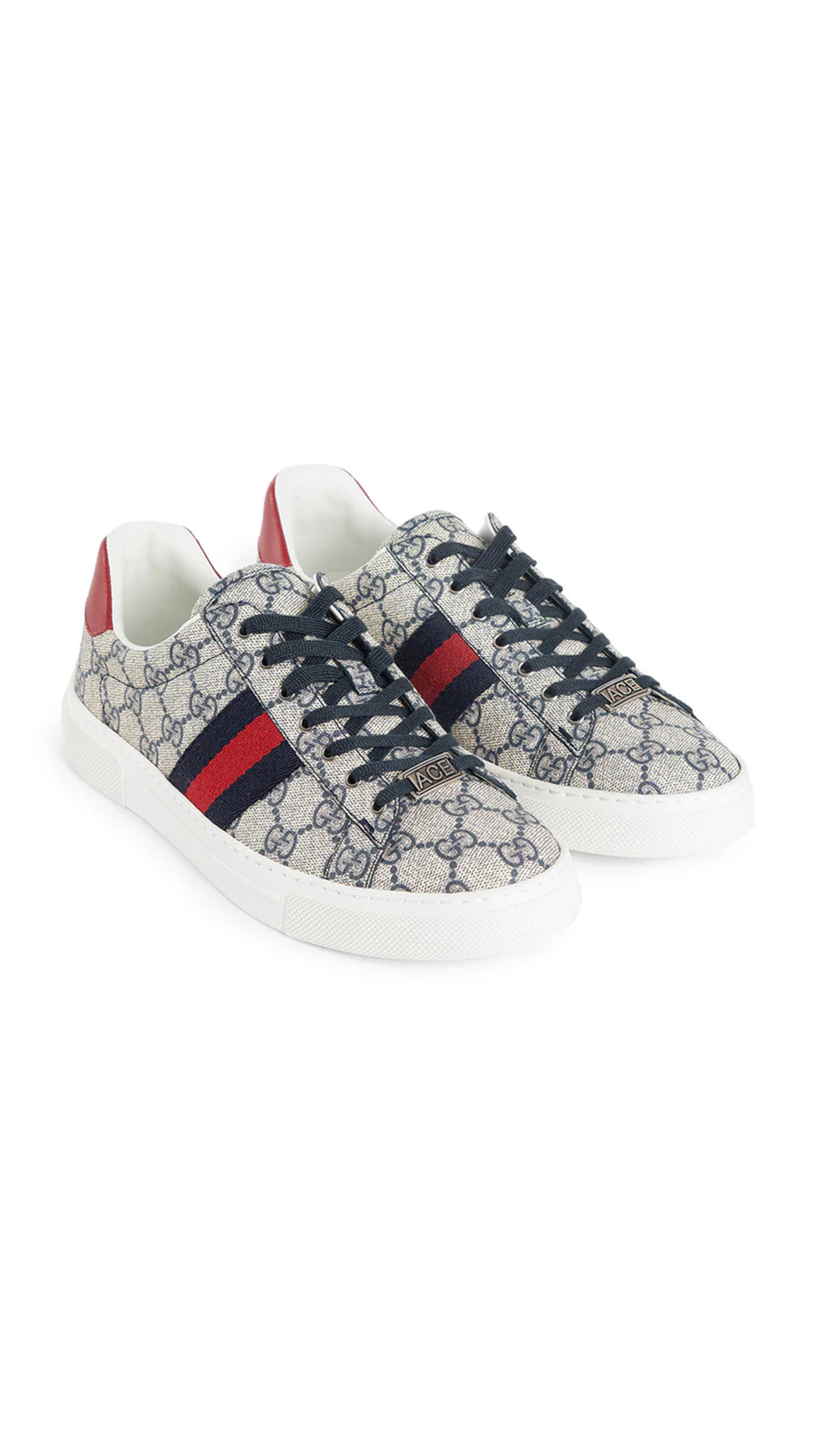 Ace Sneakers with Web - Beige/Ebony/Red