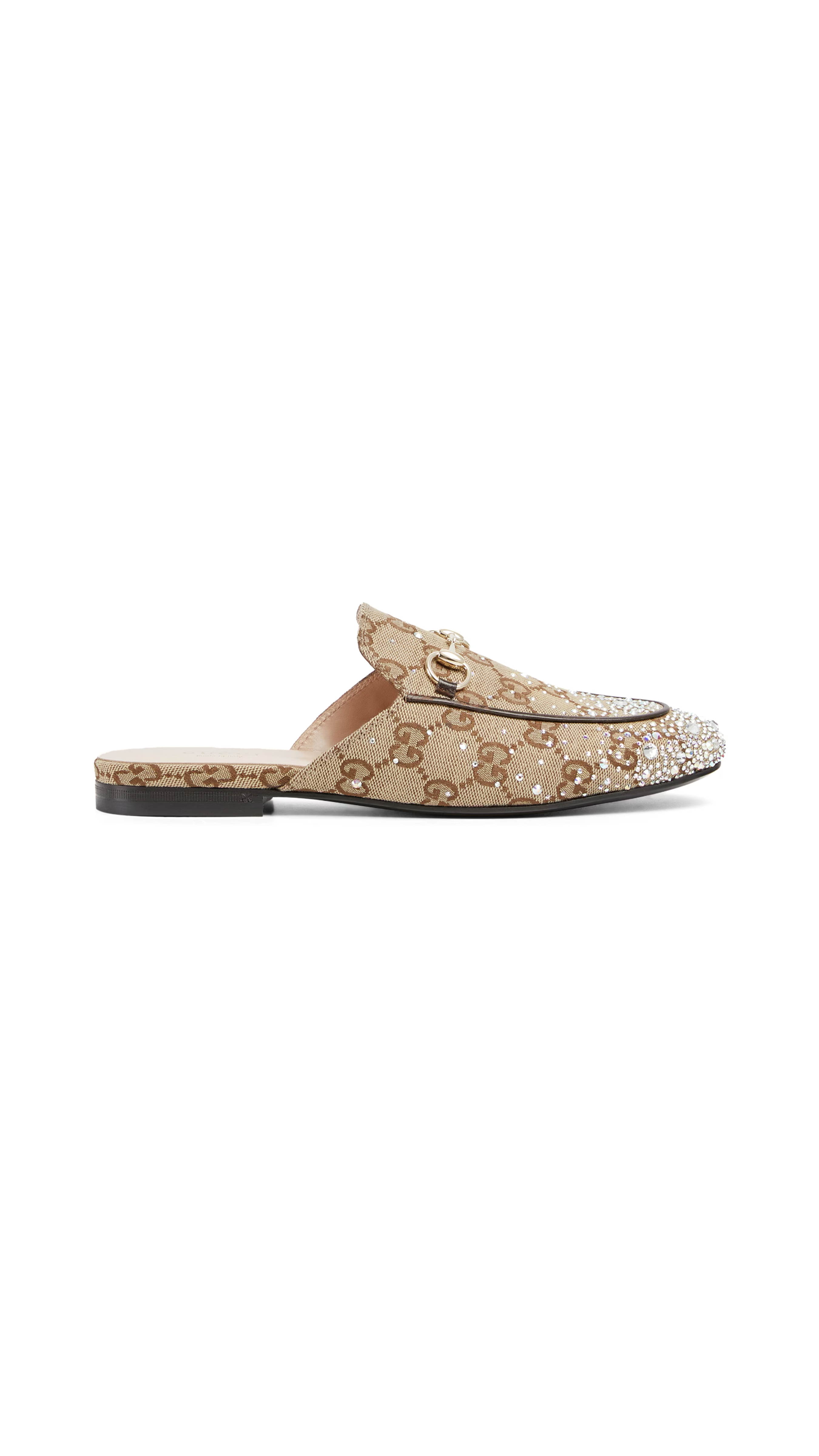 Crystal-Embellished Princetown Slipper - Brown