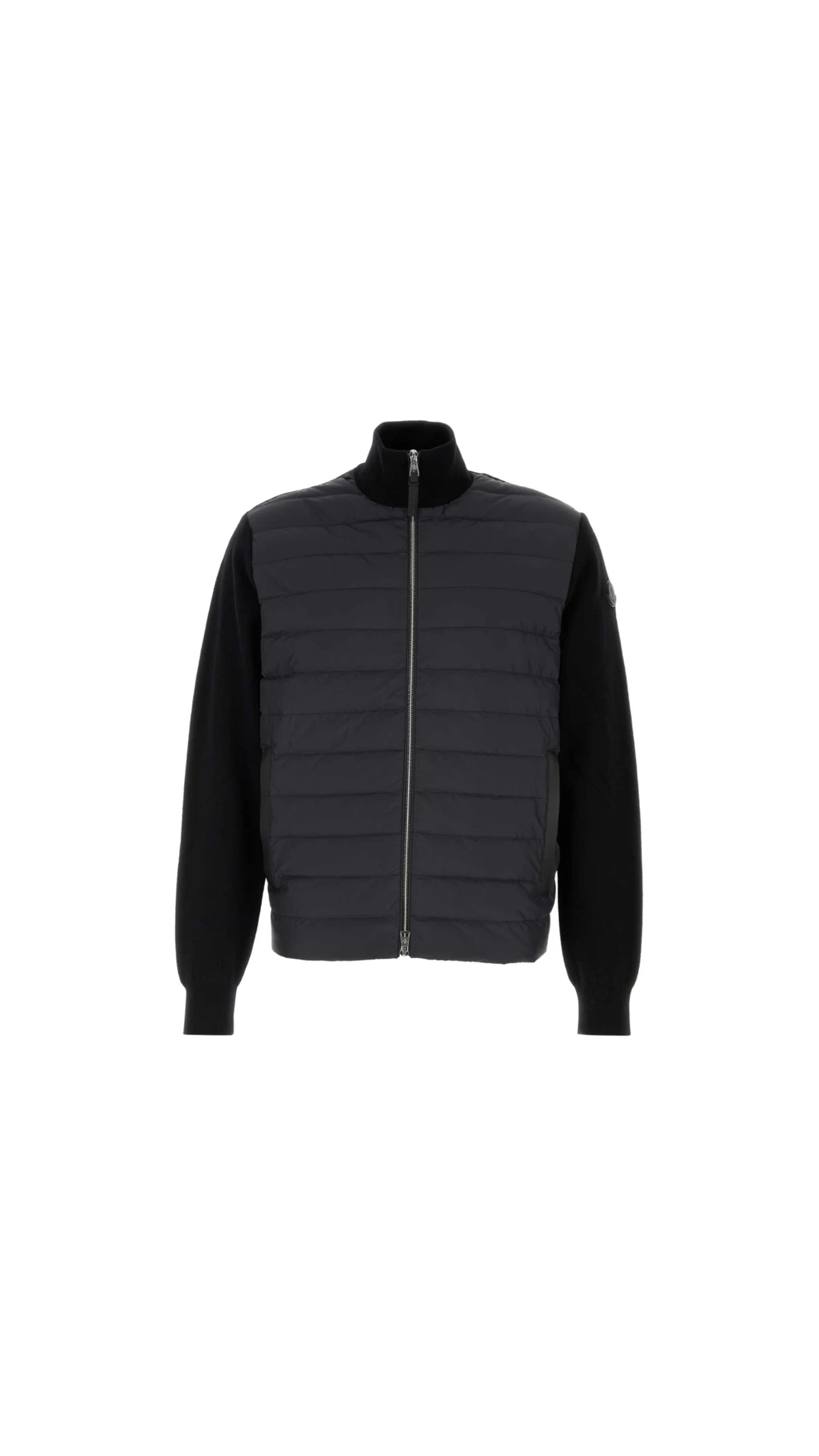 Padded Wool & Cashmere Zip-Up Cardigan - Black