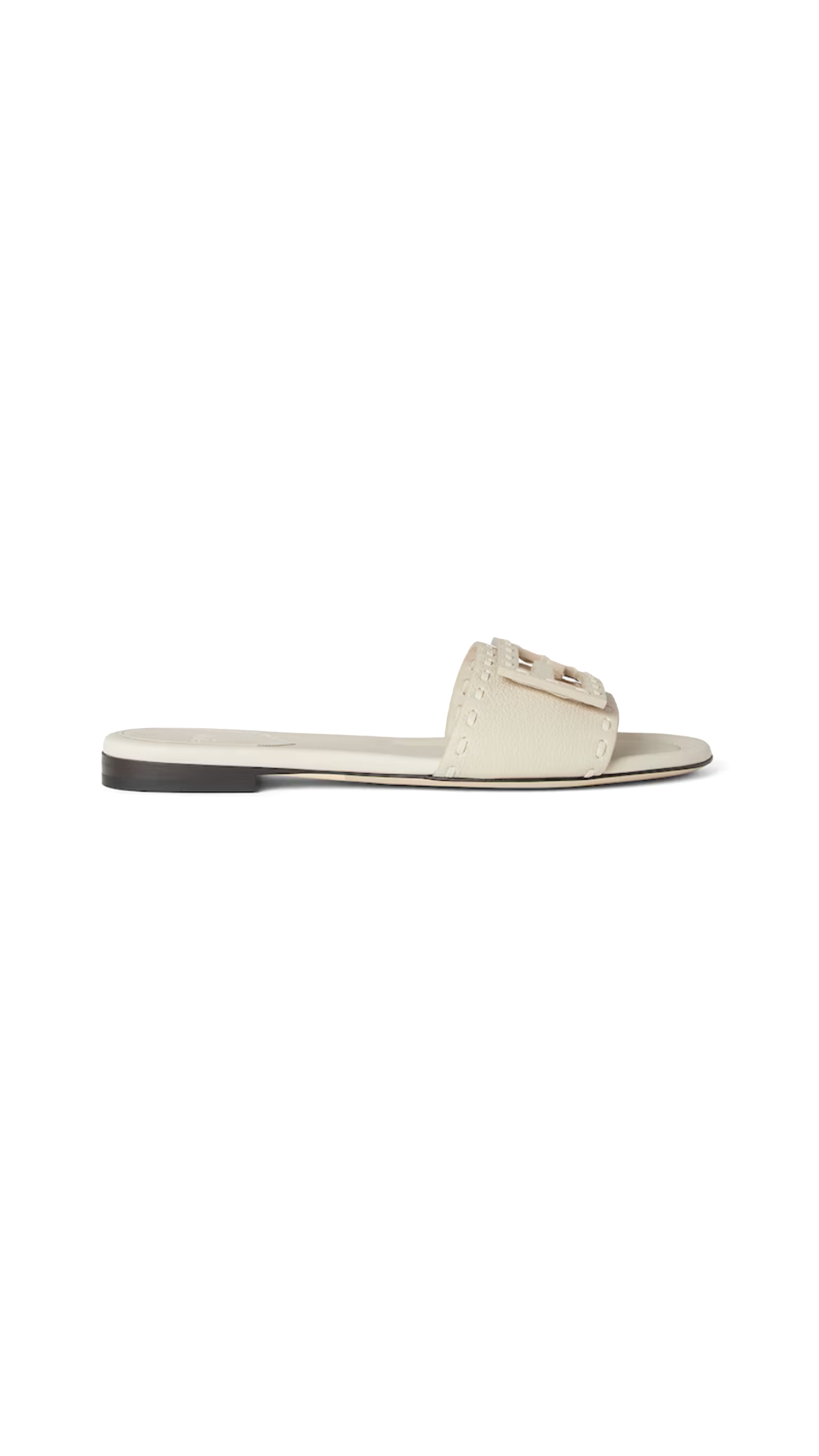 Baguette Leather Slides - White