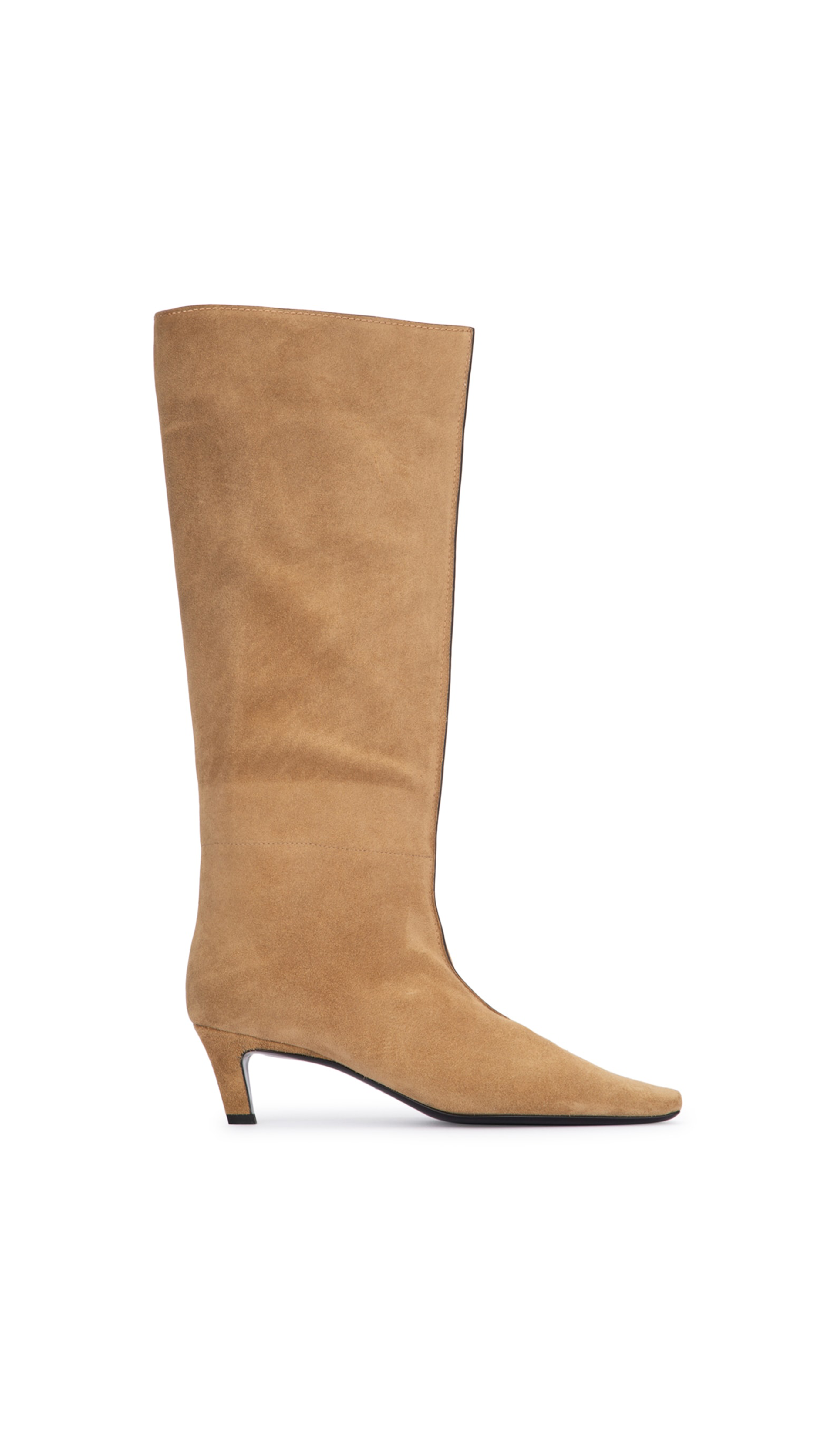 Suede Wide Shaft Boots - Caramel