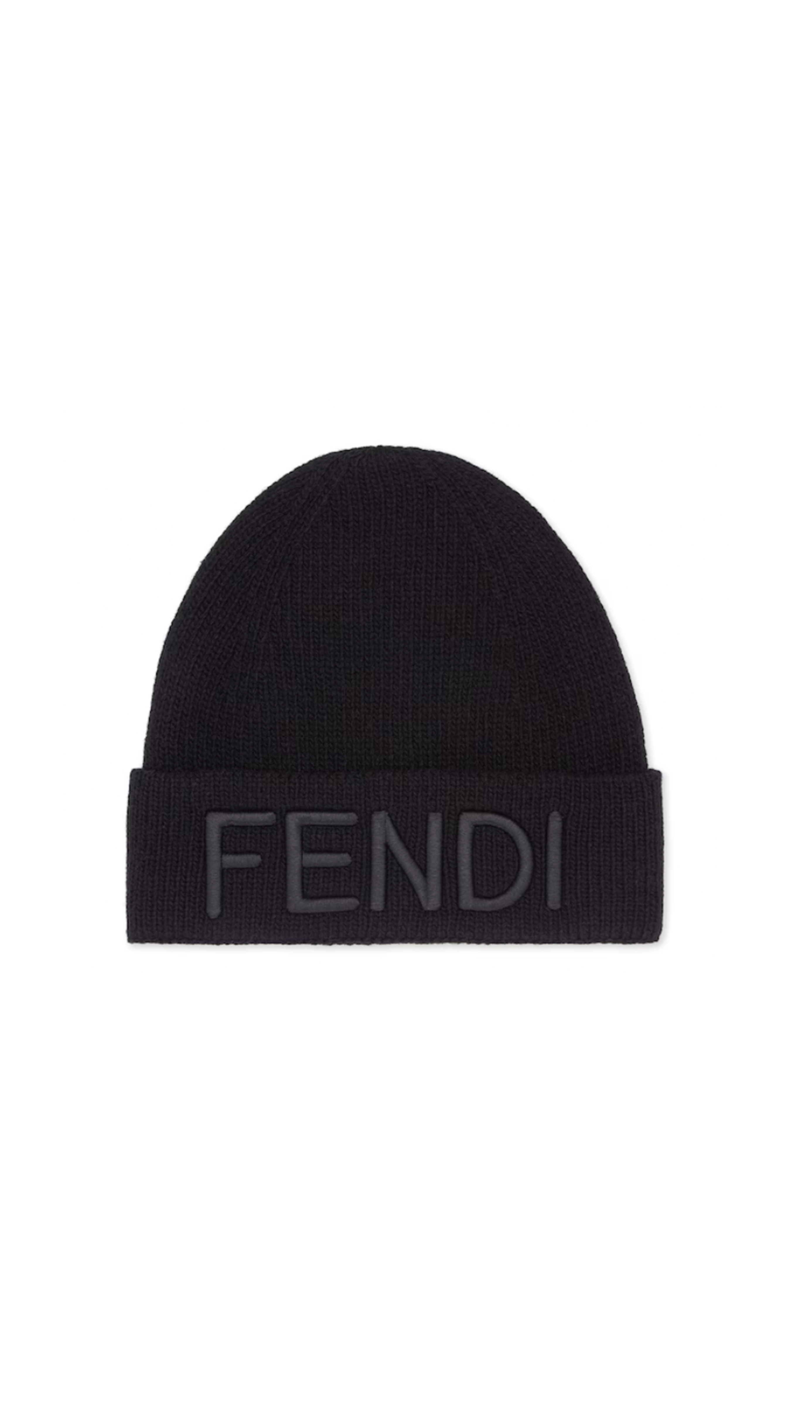 Embroidered Wool Beanie - Black