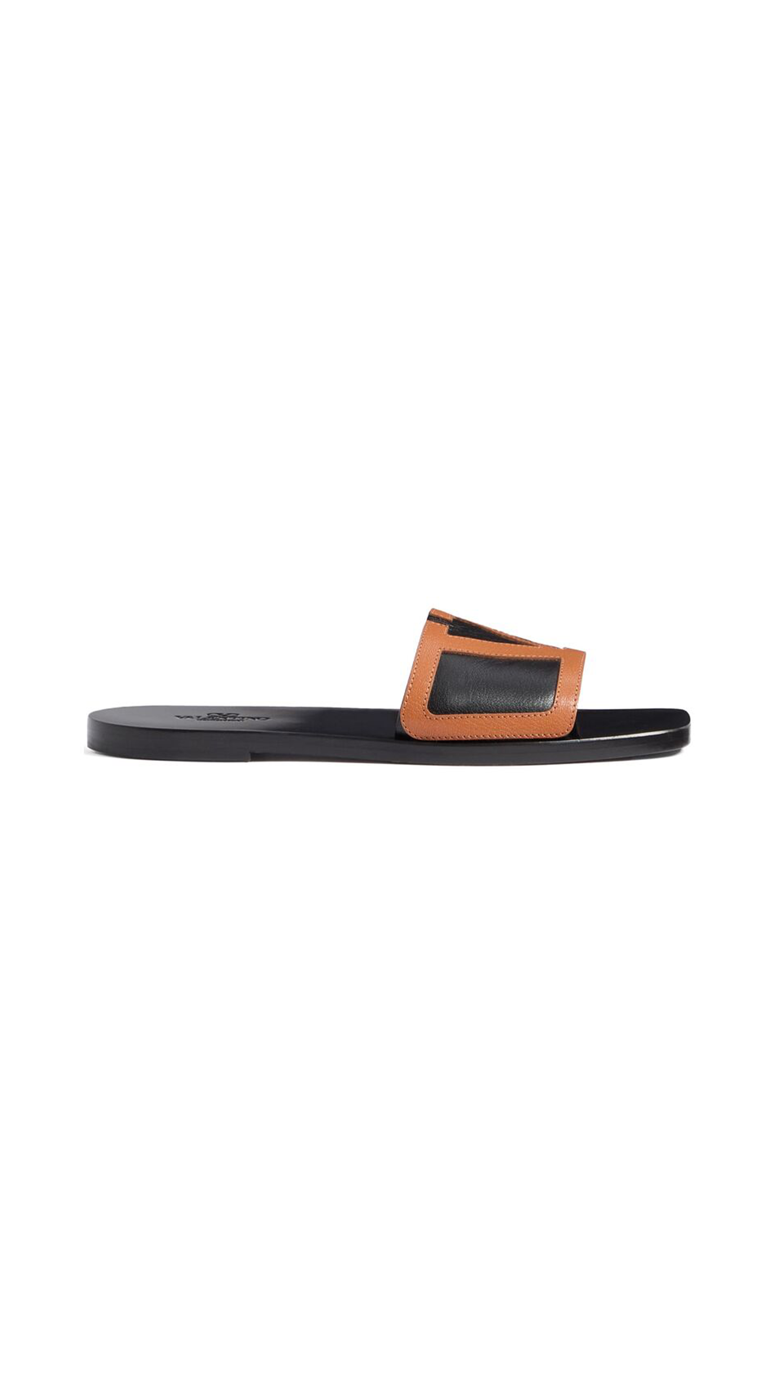 Viva Superstar Slide Sandal in Napa Leather - Black/Roasted Pecan