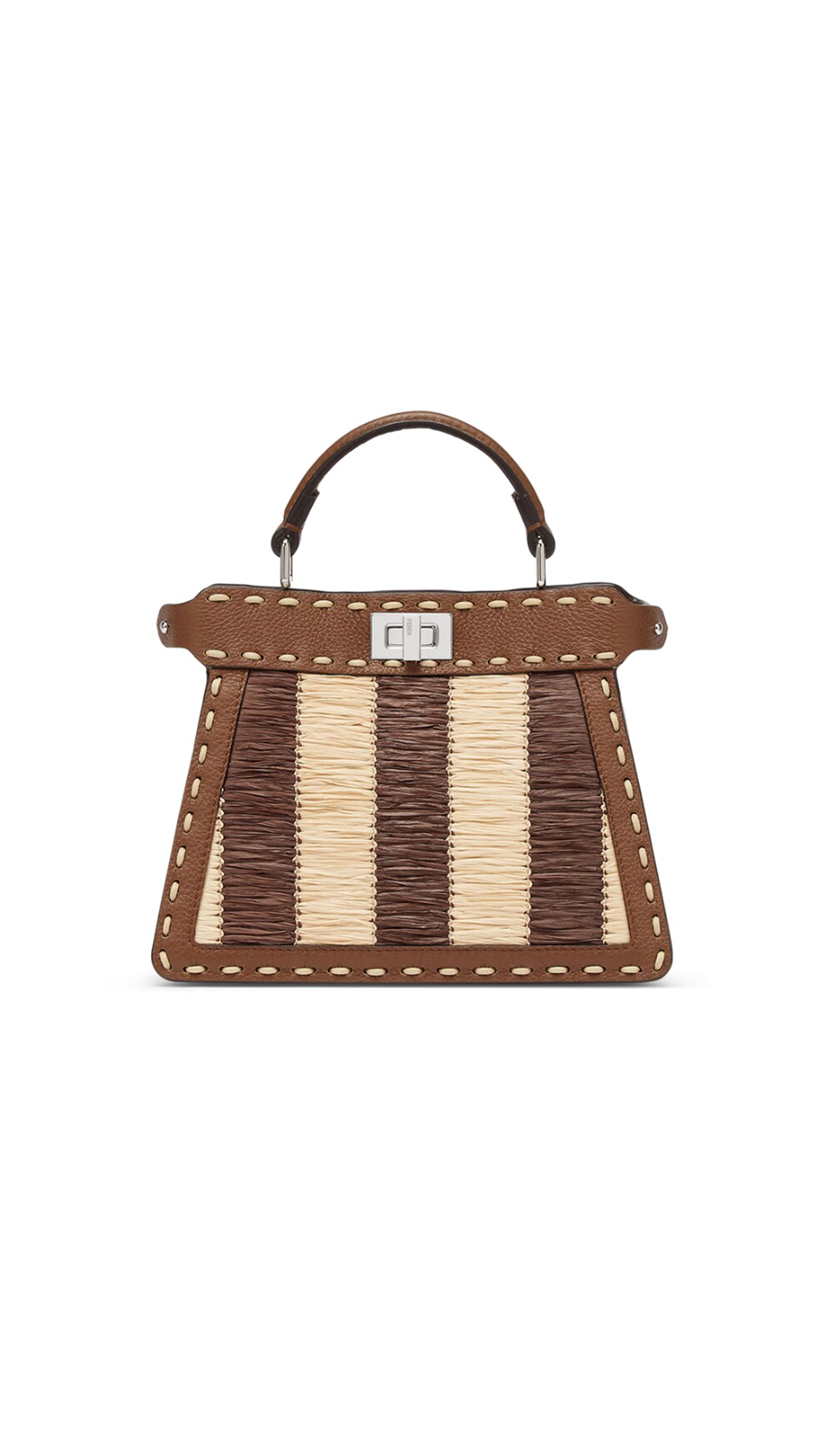 Peekaboo ISeeU Petite Pequin Raffia Bag - Brown Selleria