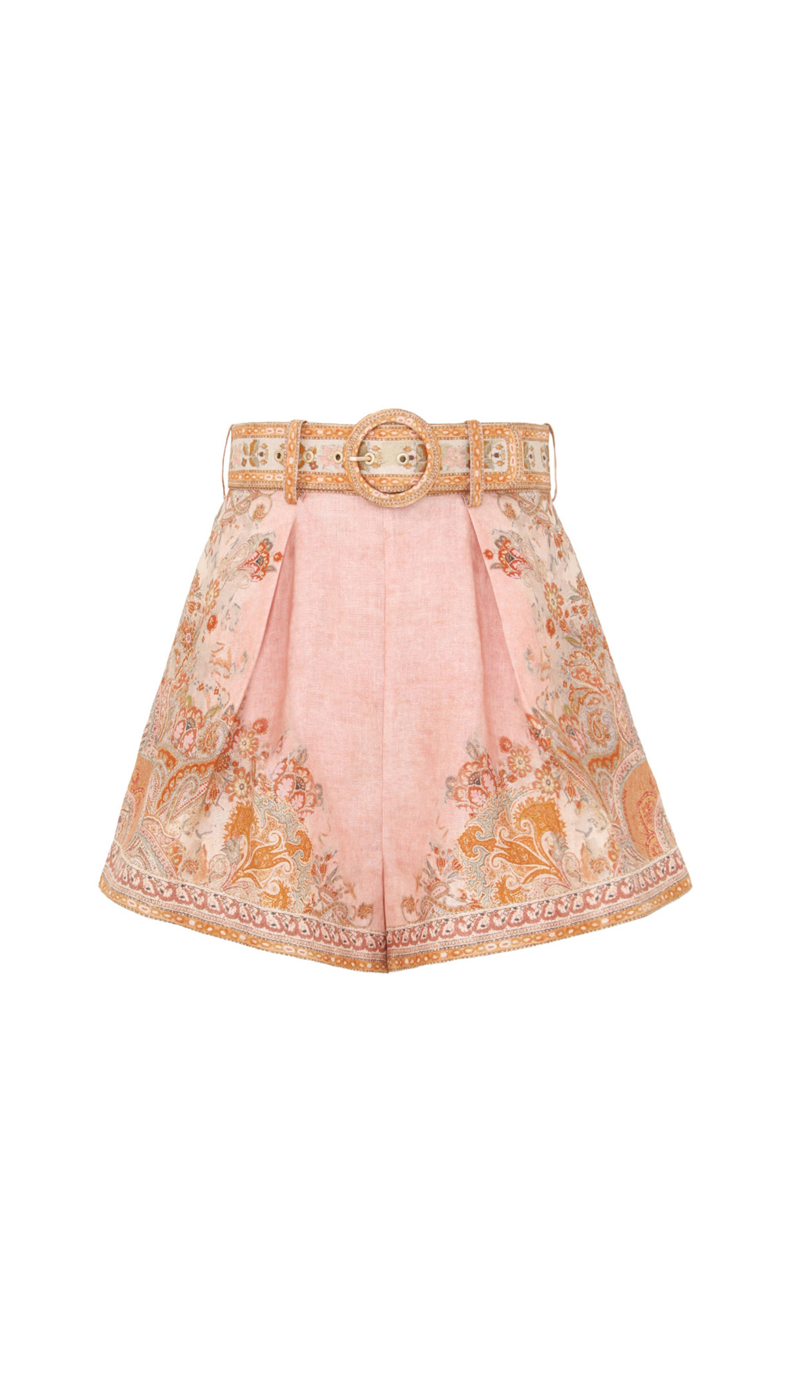 Acacia Tuck Shorts - Cream Pink Multi