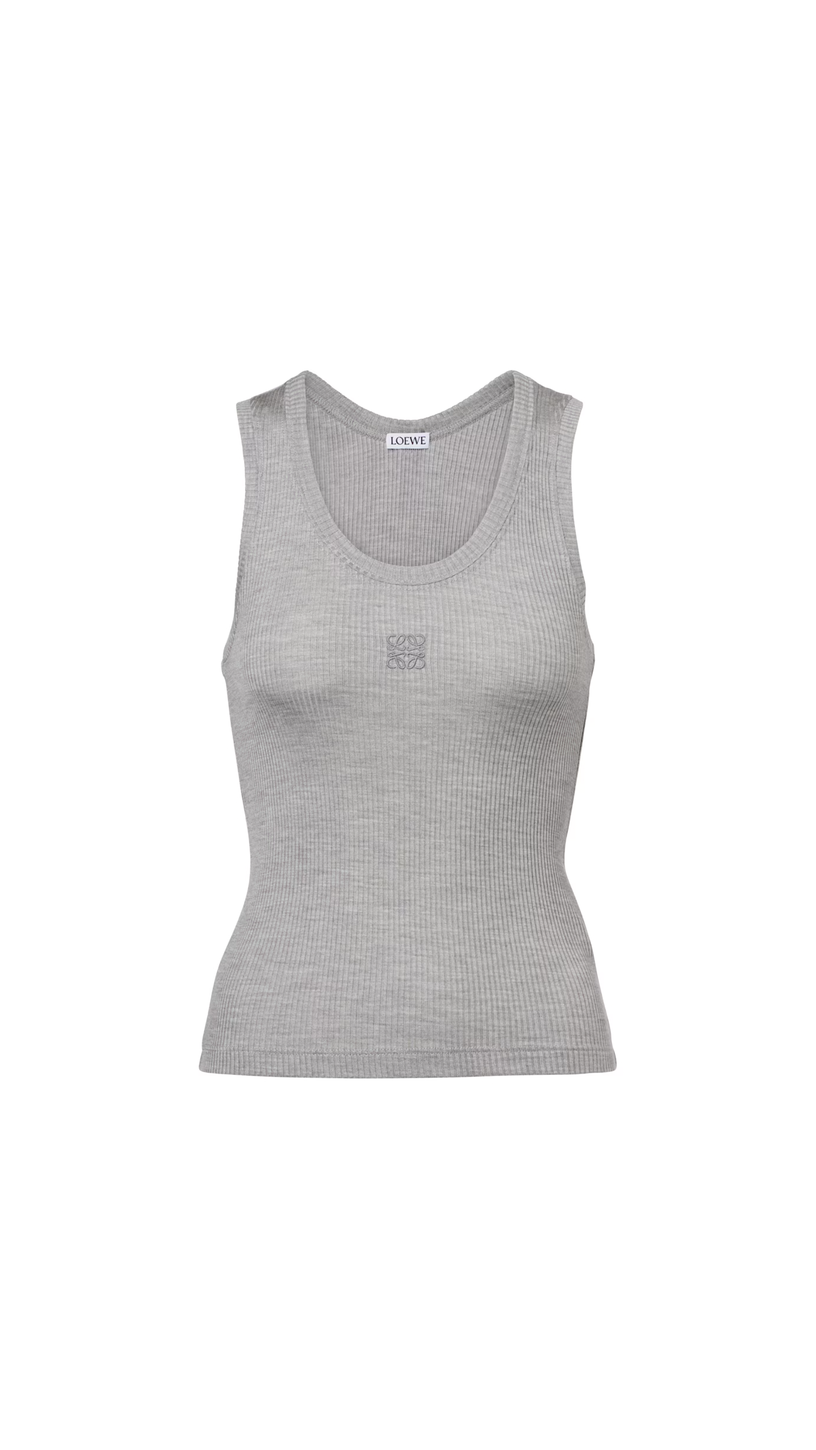 Anagram Tank Top in Silk - Grey Mélange