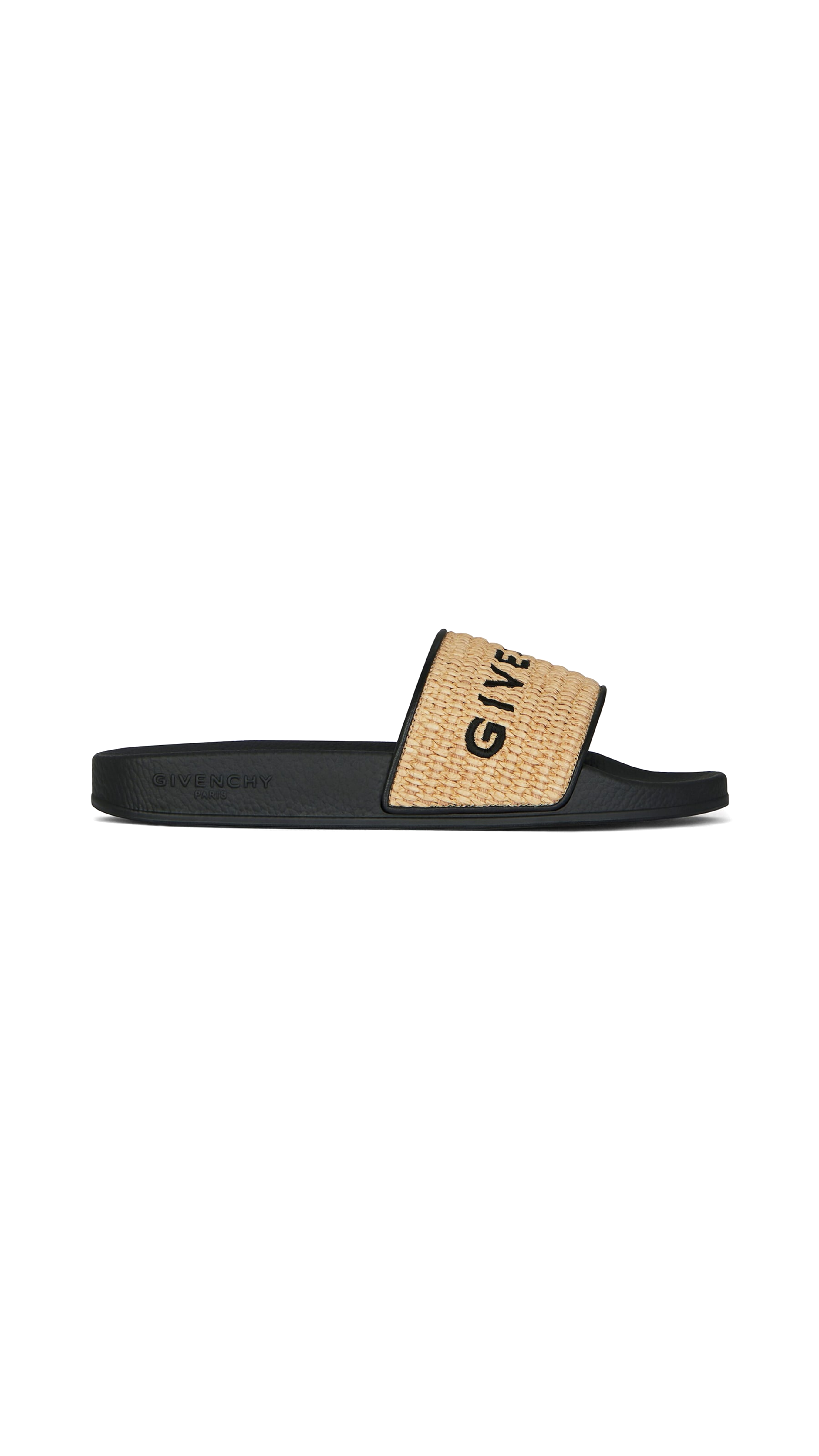 Slide Flat Sandals - Black/Natural