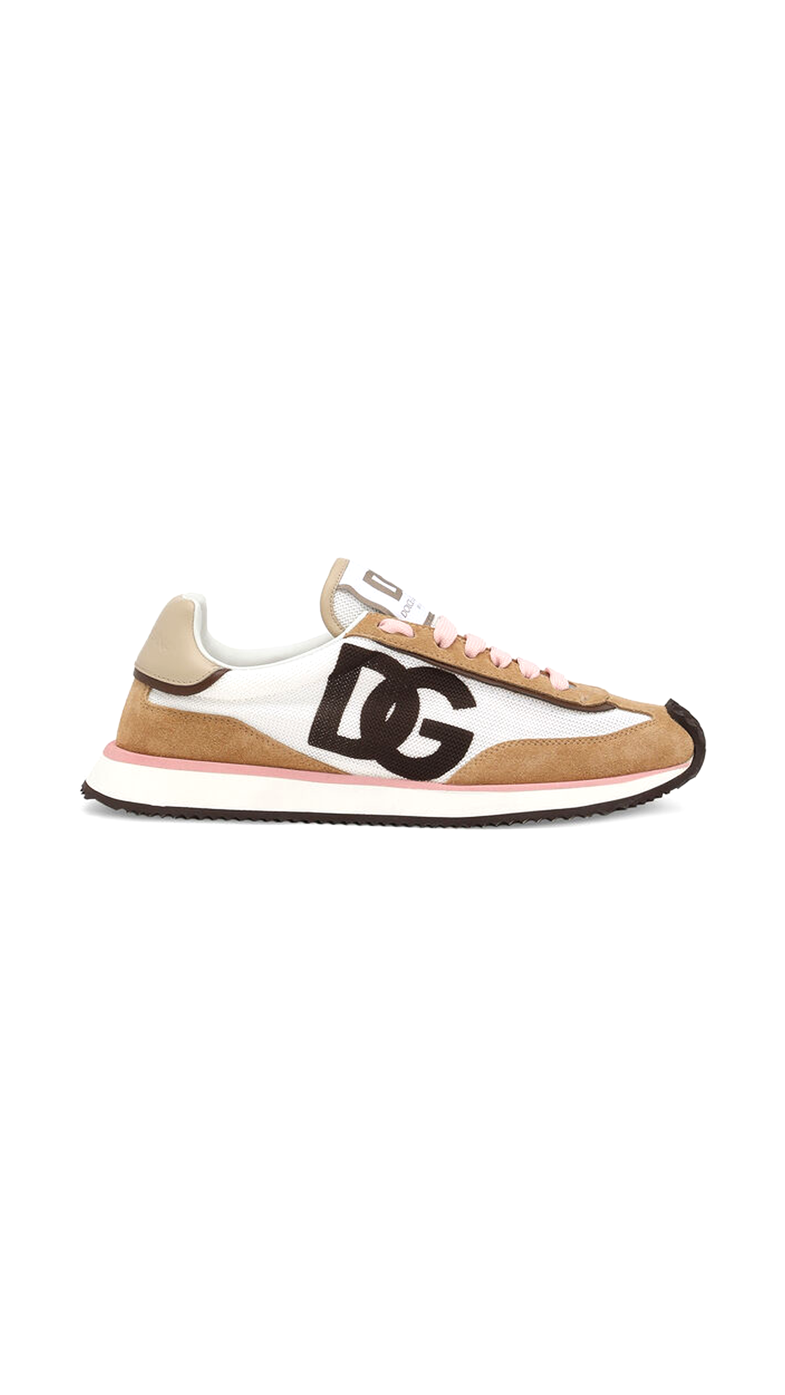 Mixed-Material DG Cushion Sneakers - Beige\White