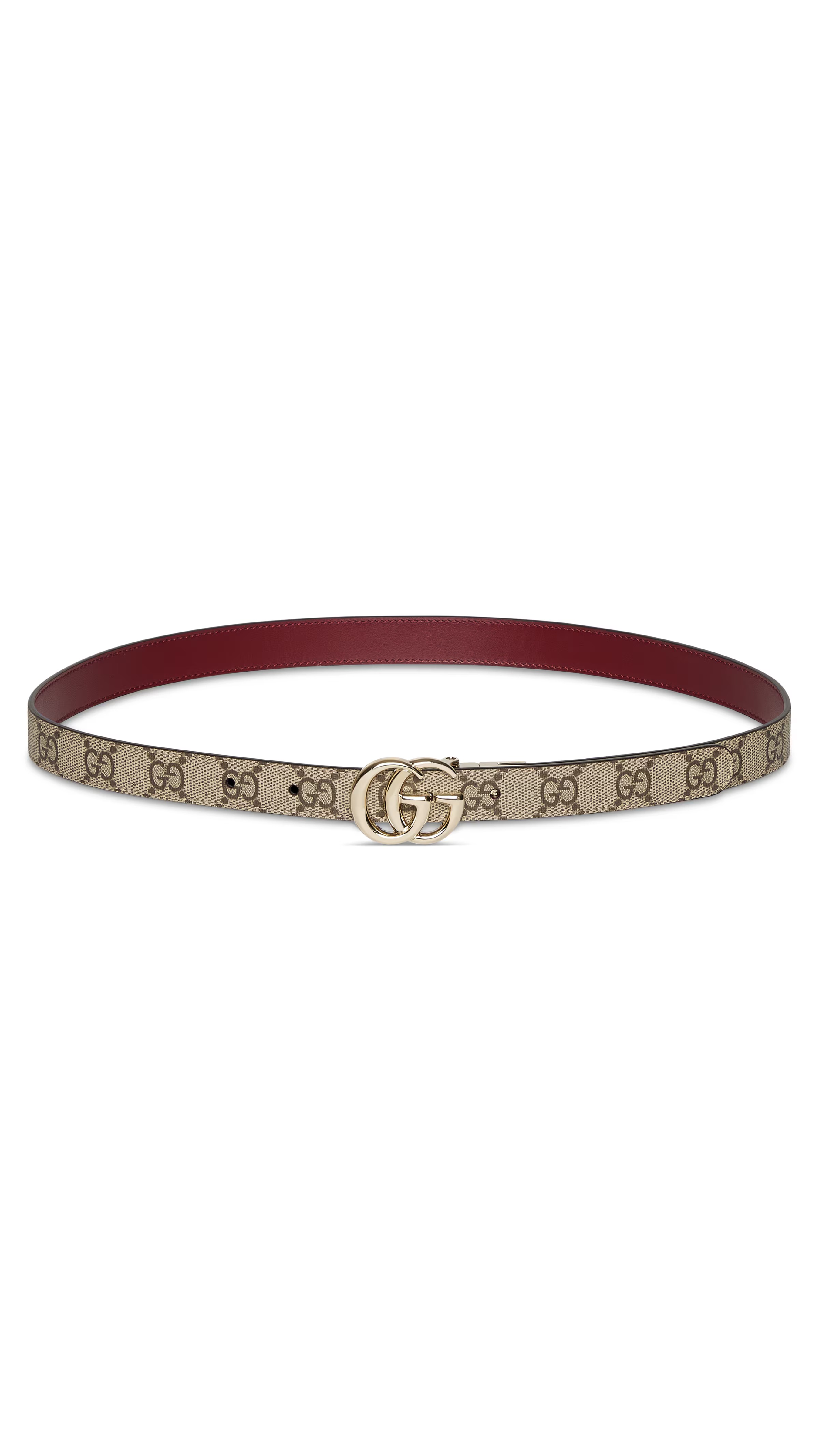 Reversible GG Marmont Thin Belt - Beige/Ebony/Red