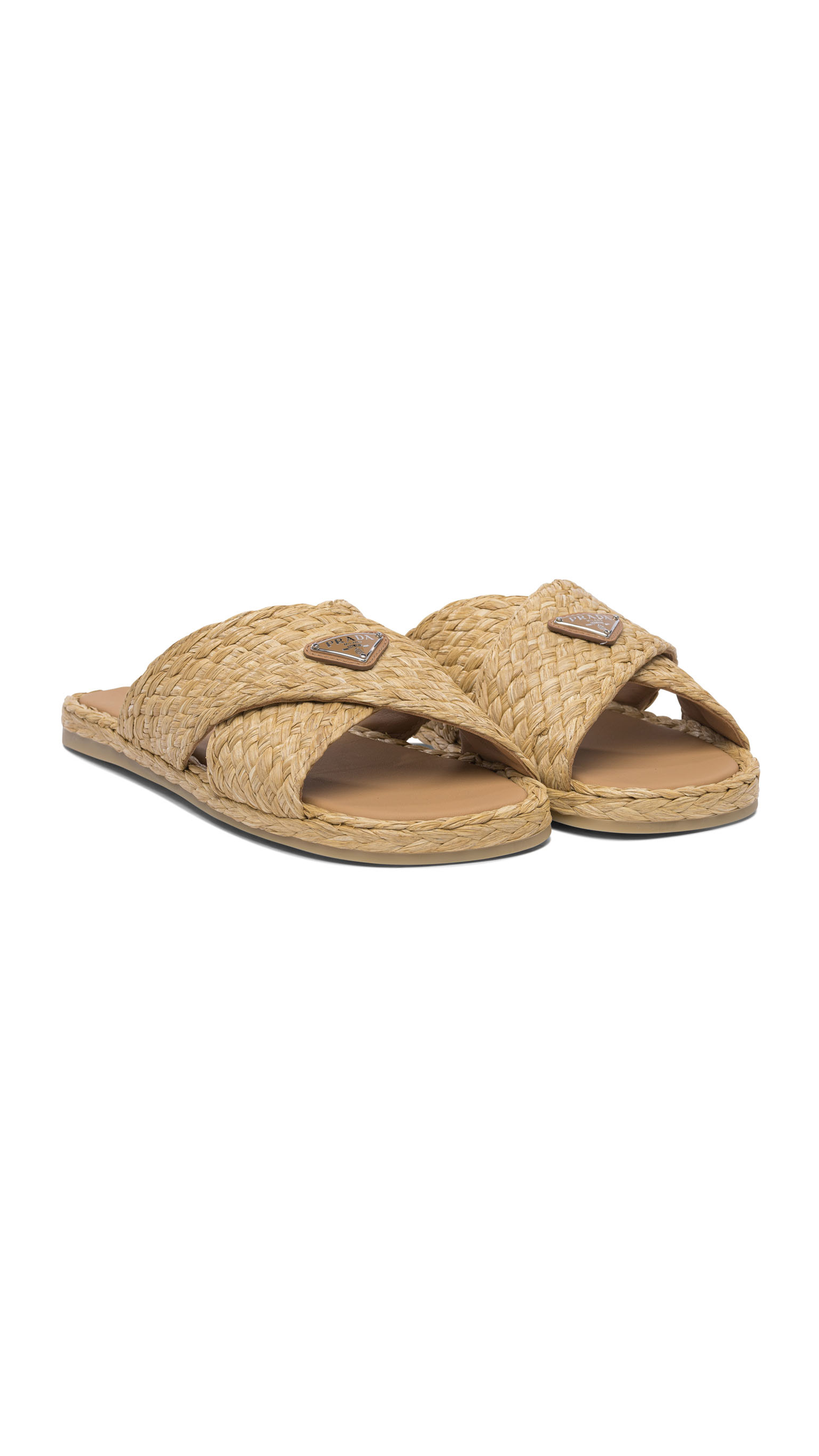 Criss Cross Slides in Raffia - Natural