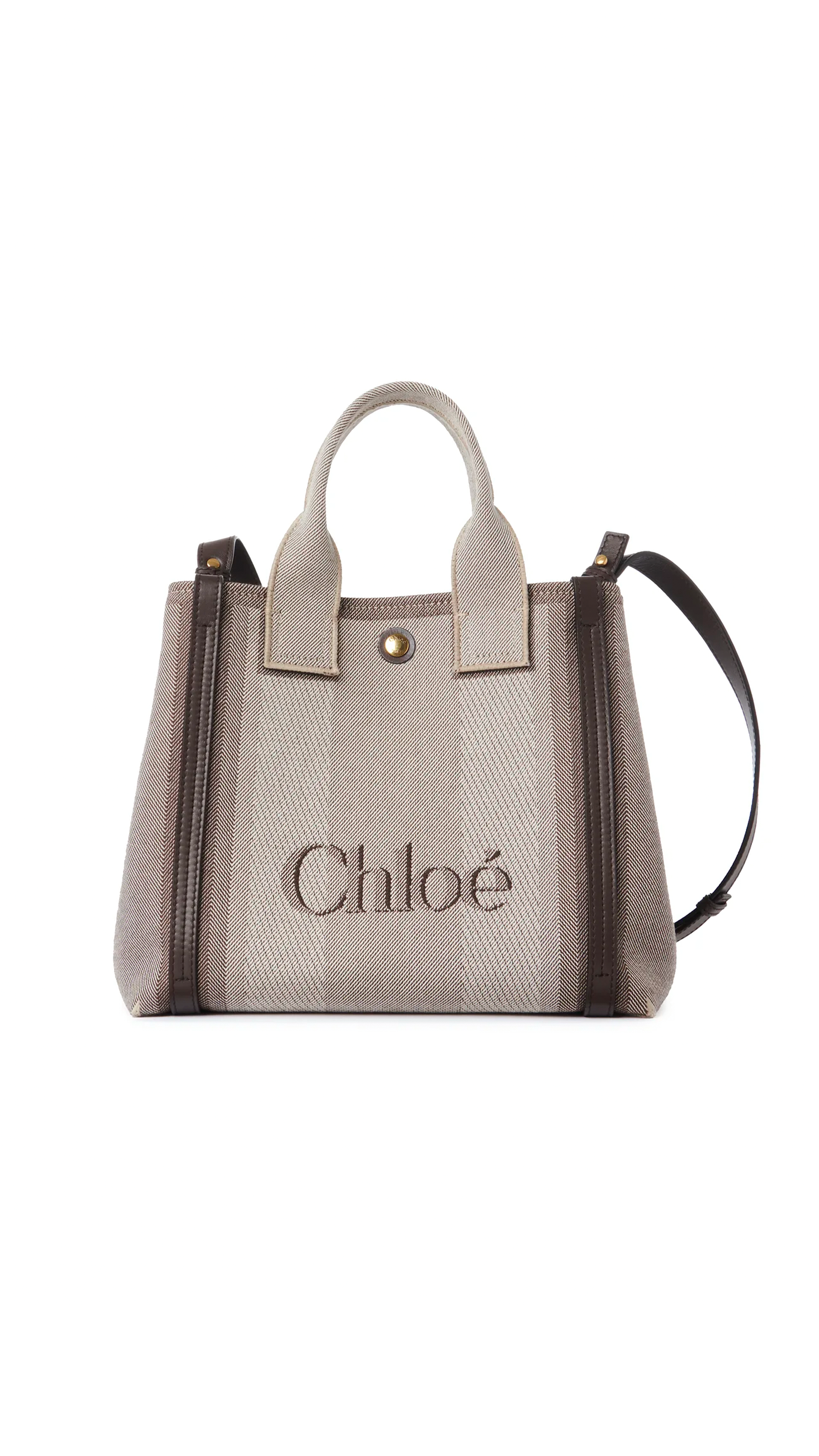 Small Chloé Carry Tote Bag in Canvas - Kohl Brown