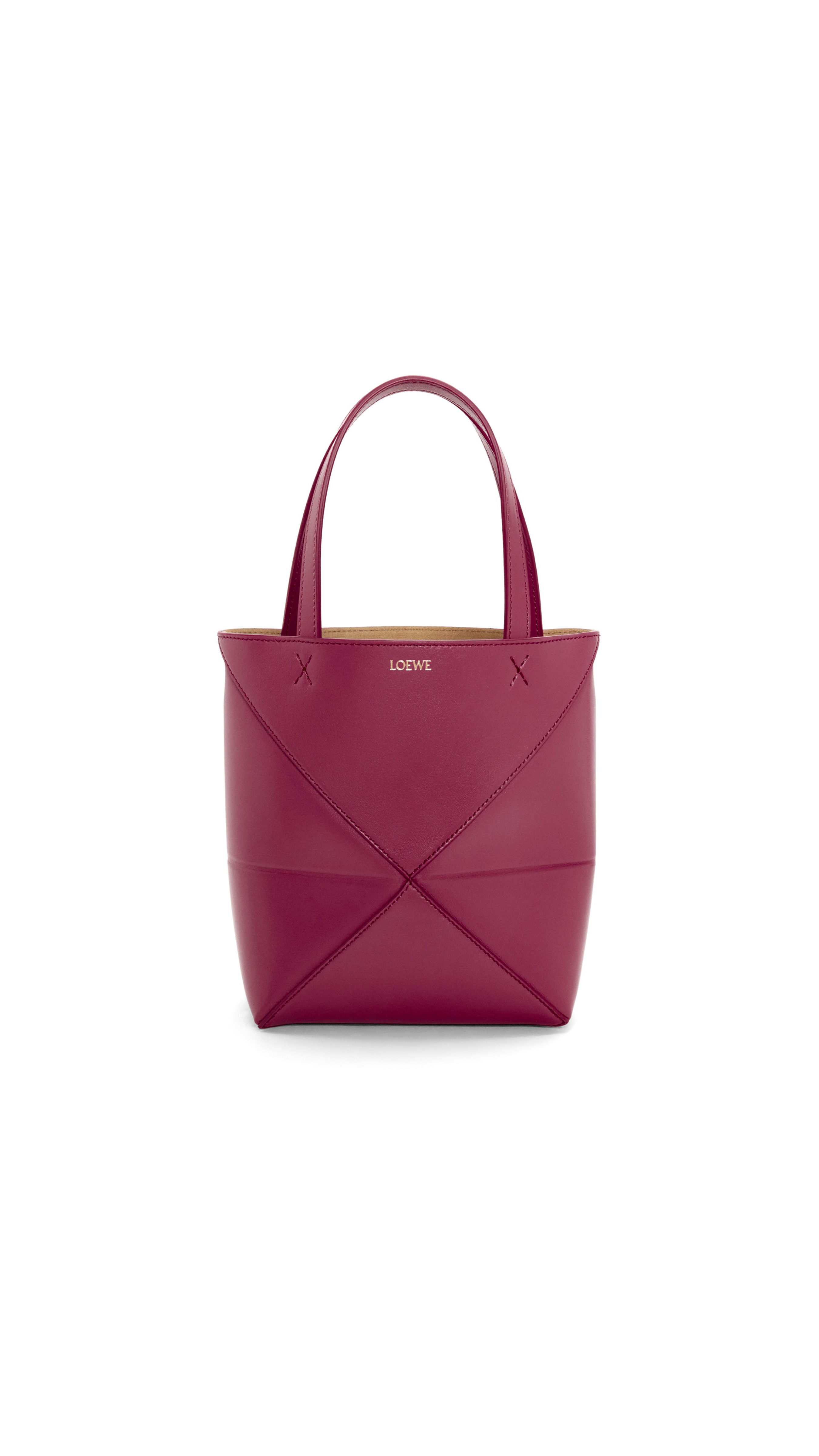 Mini Puzzle Fold Tote in Shiny Calfskin - Crimson