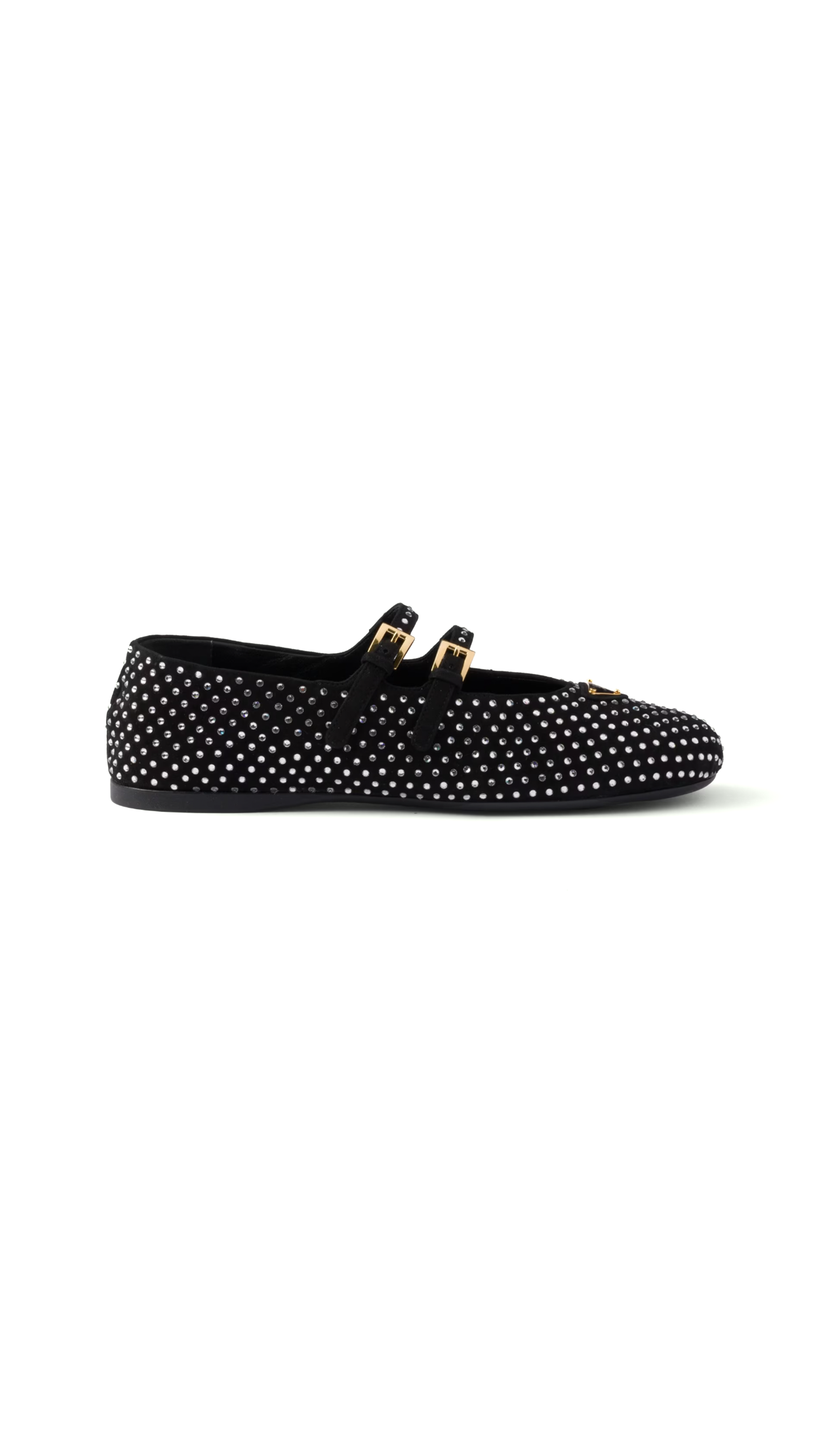 Suede Ballerinas with Crystals - Black