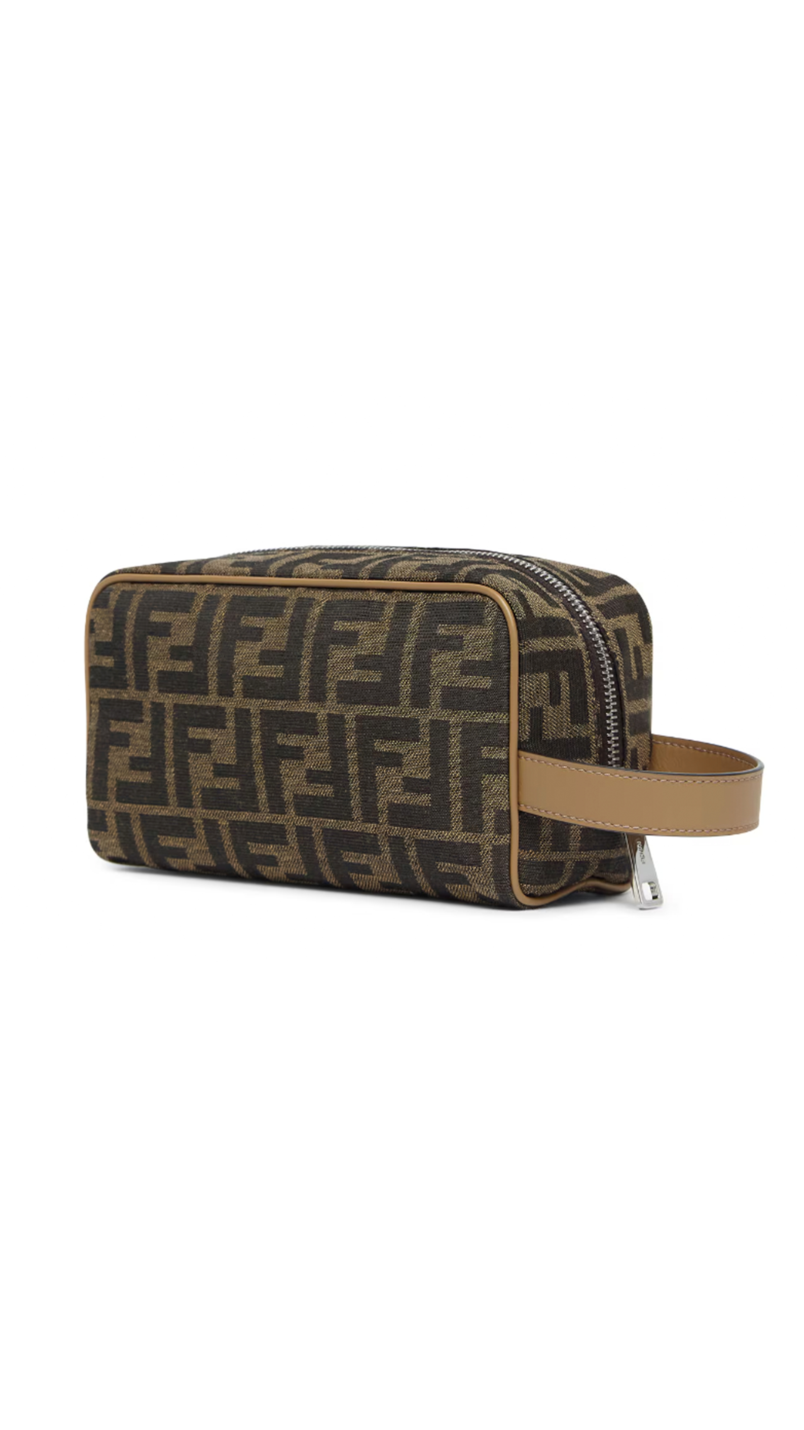 Small FF Jacquard Toiletry Case - Brown