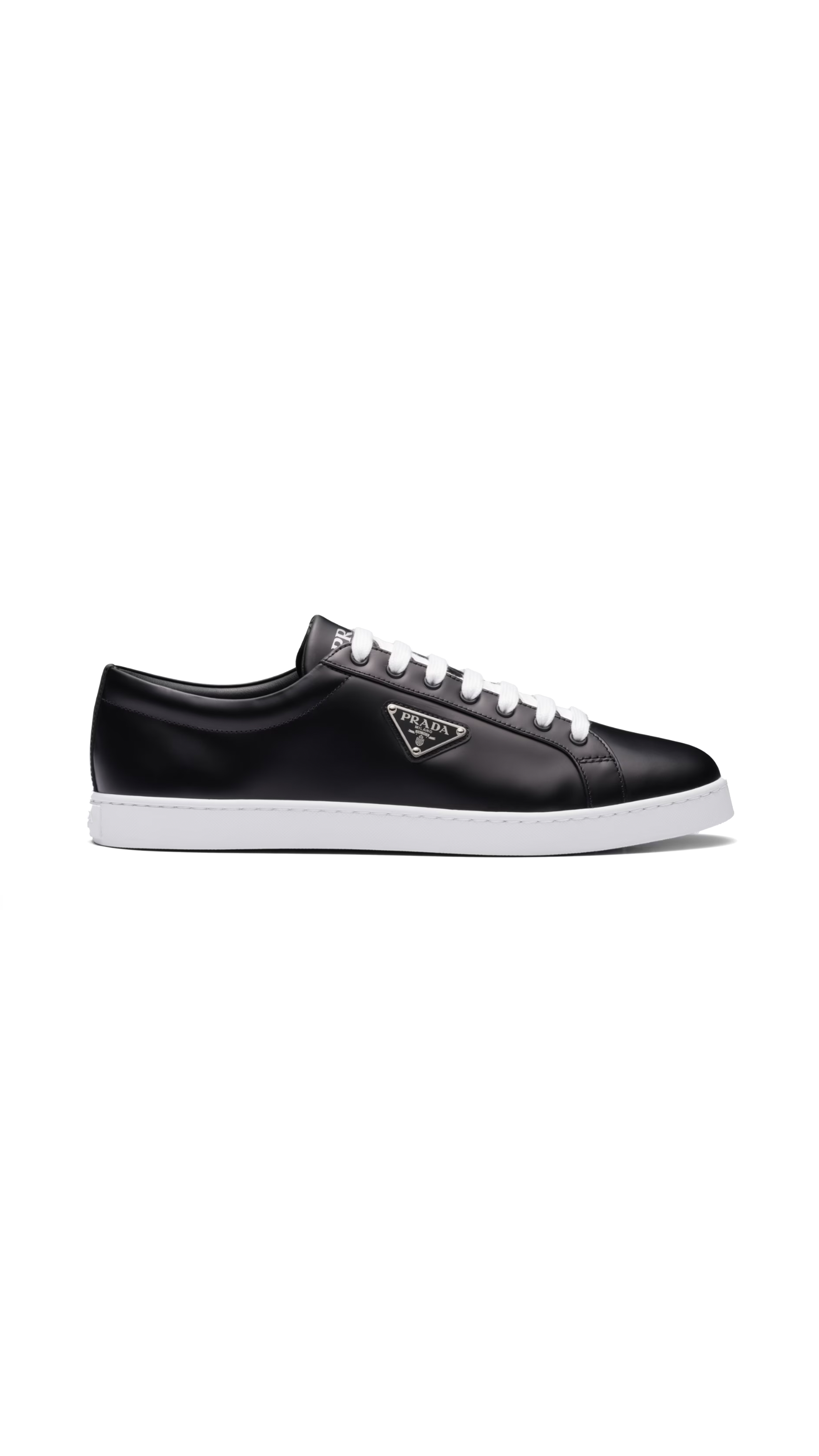 Brushed Leather Sneakers - Black/White