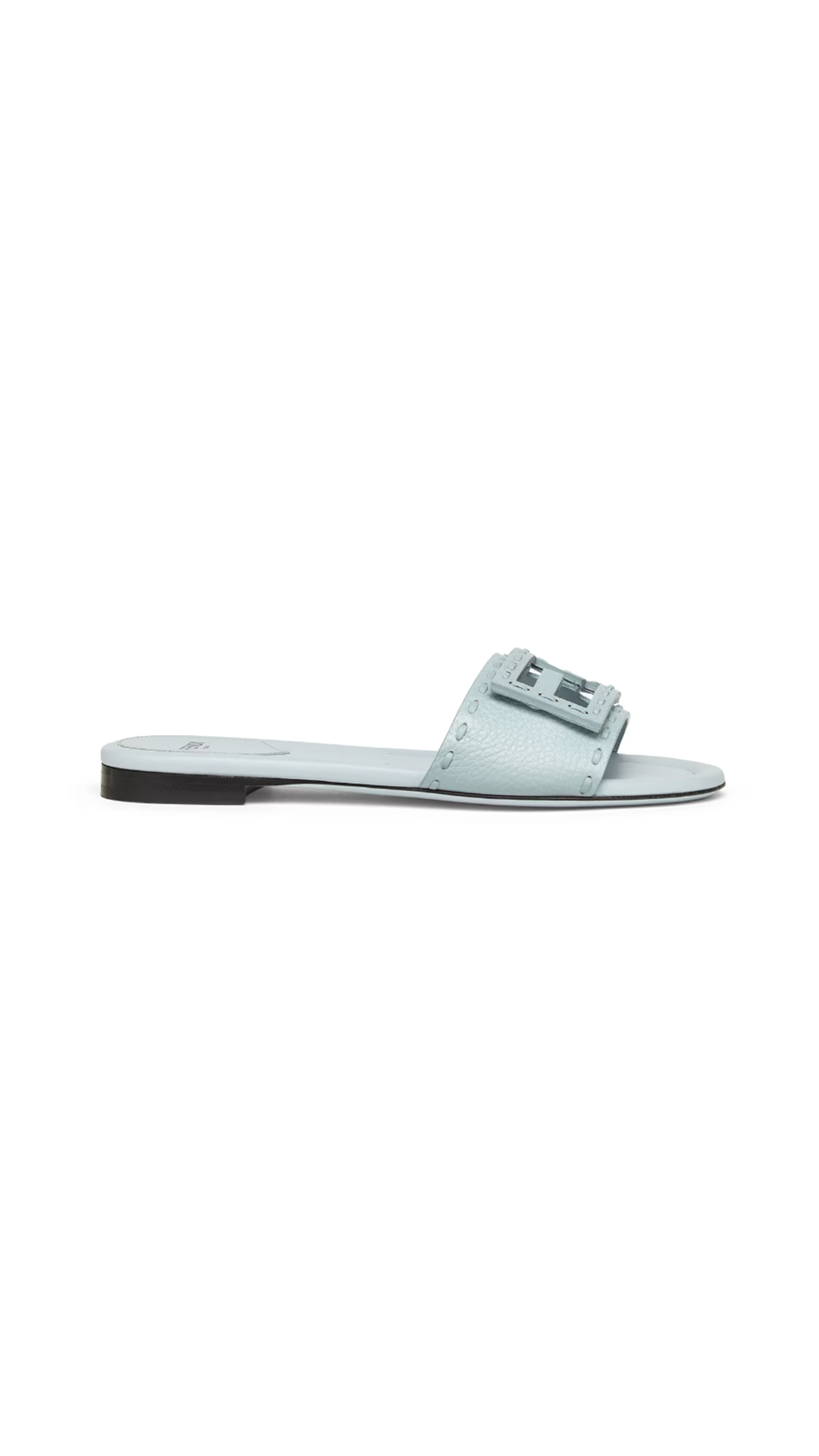 Baguette Leather Slides - Light Blue