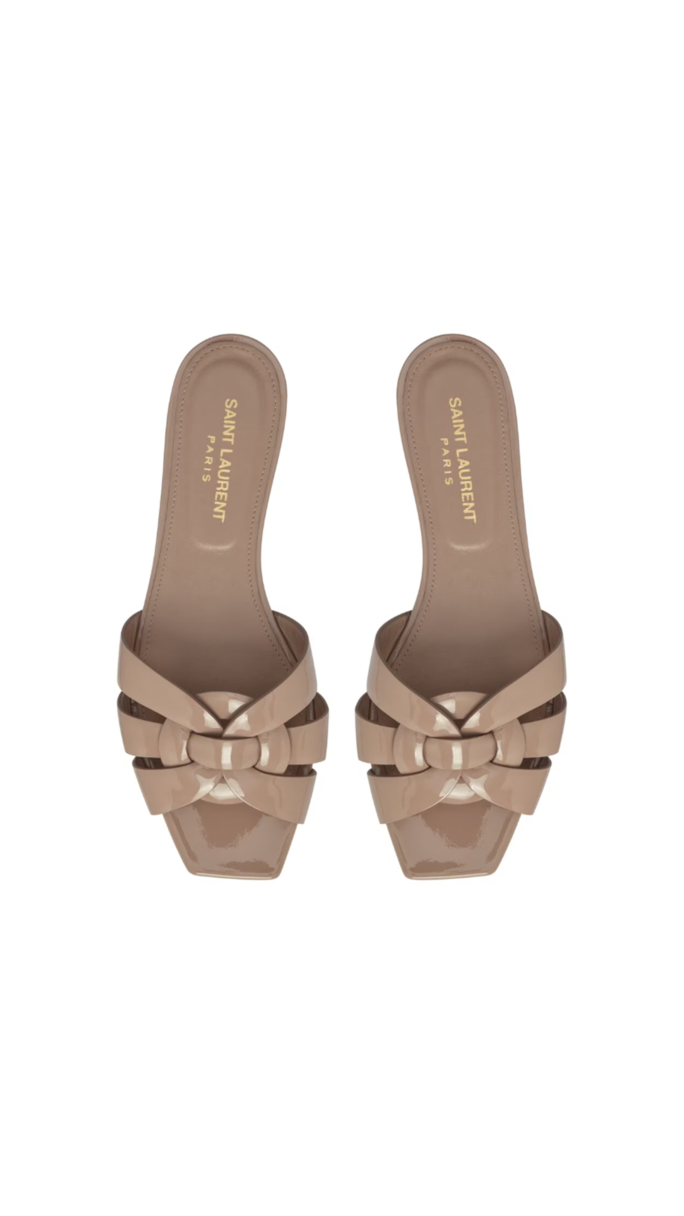 Tribute Flat Mules in Patent Leather - Nude