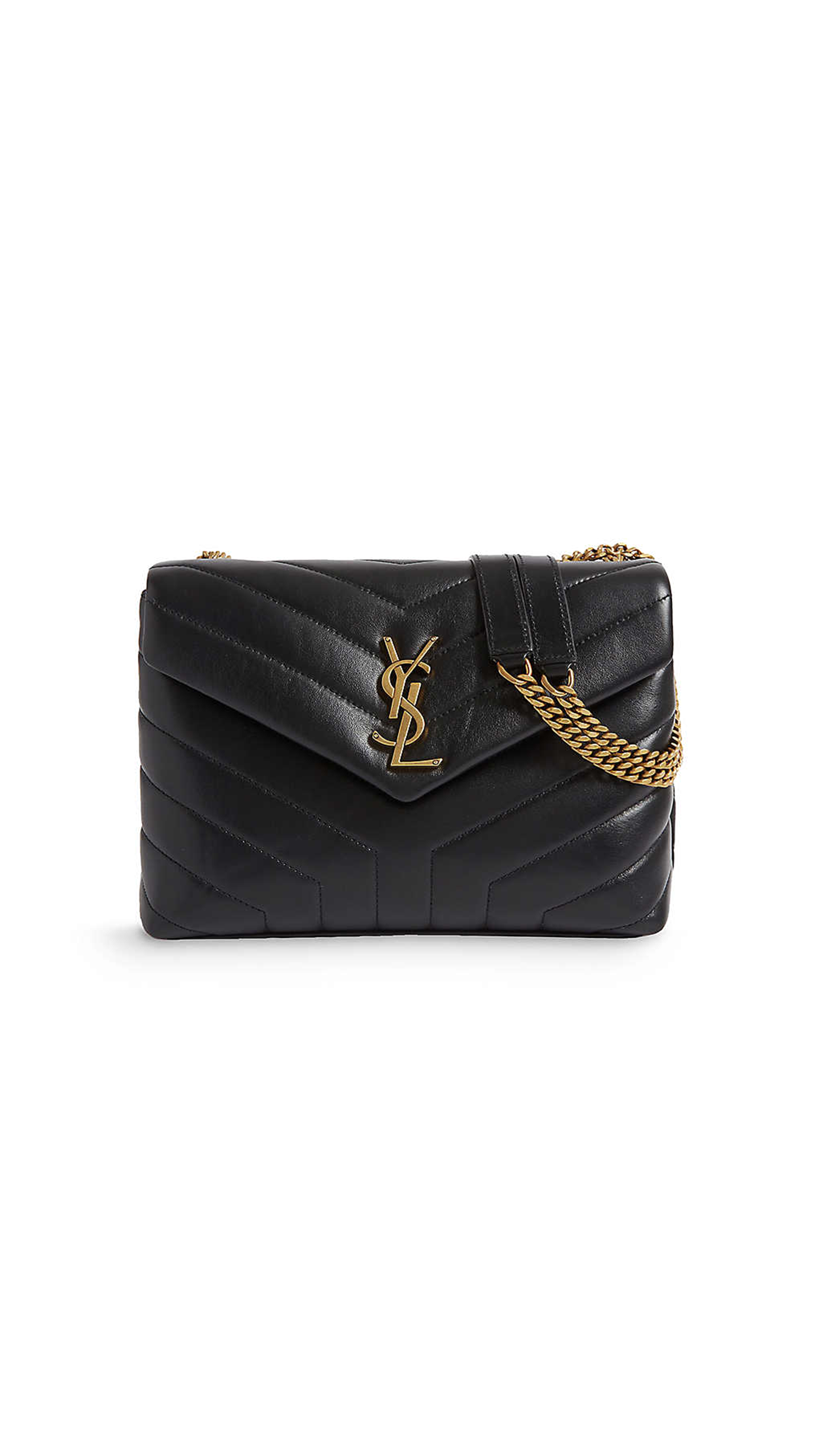 Loulou Small Chain Bag in Quilted "Y" Leather - Black