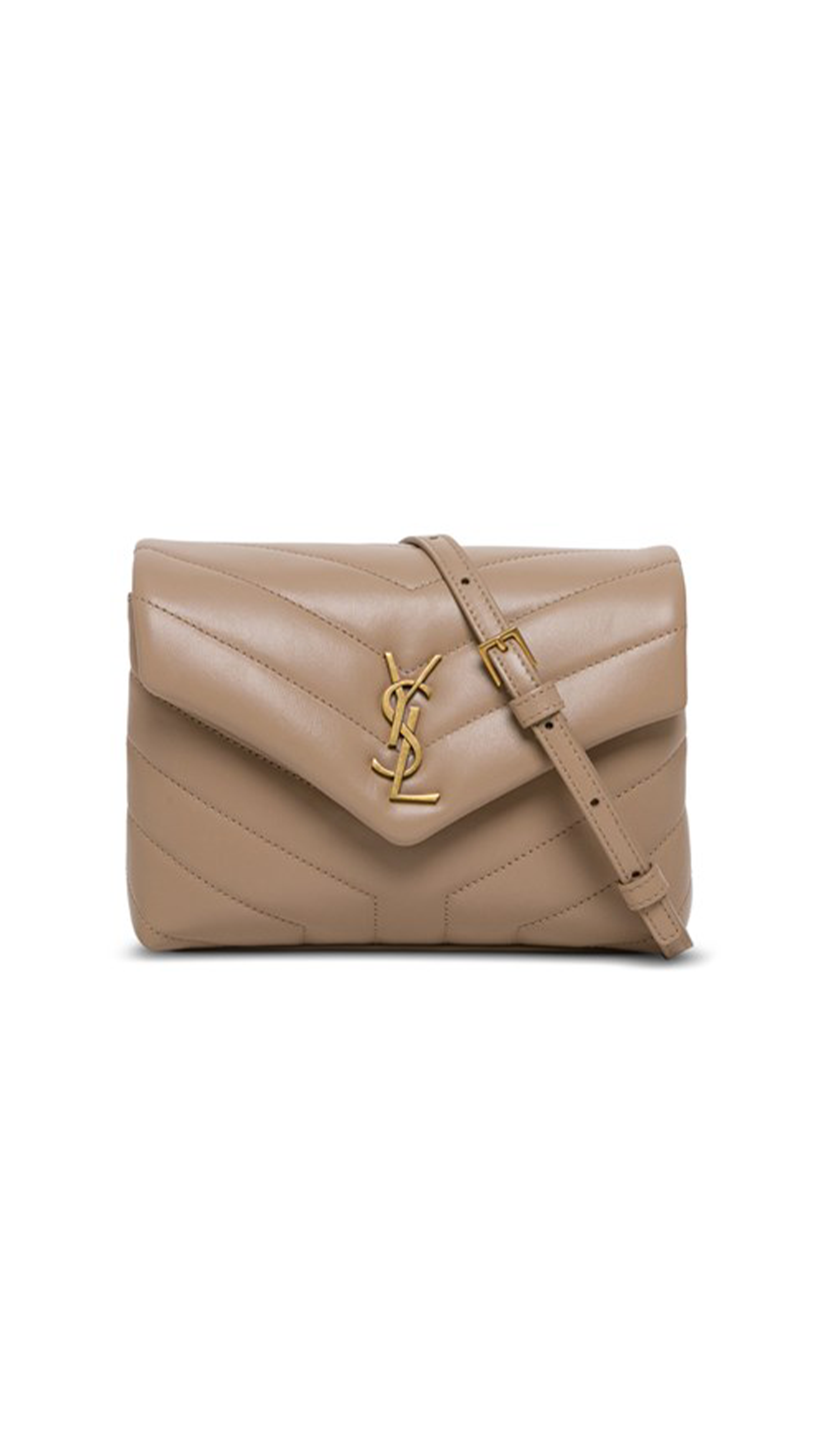 Loulou Toy Strap Bag in Quilted "Y" Leather - Dark Beige