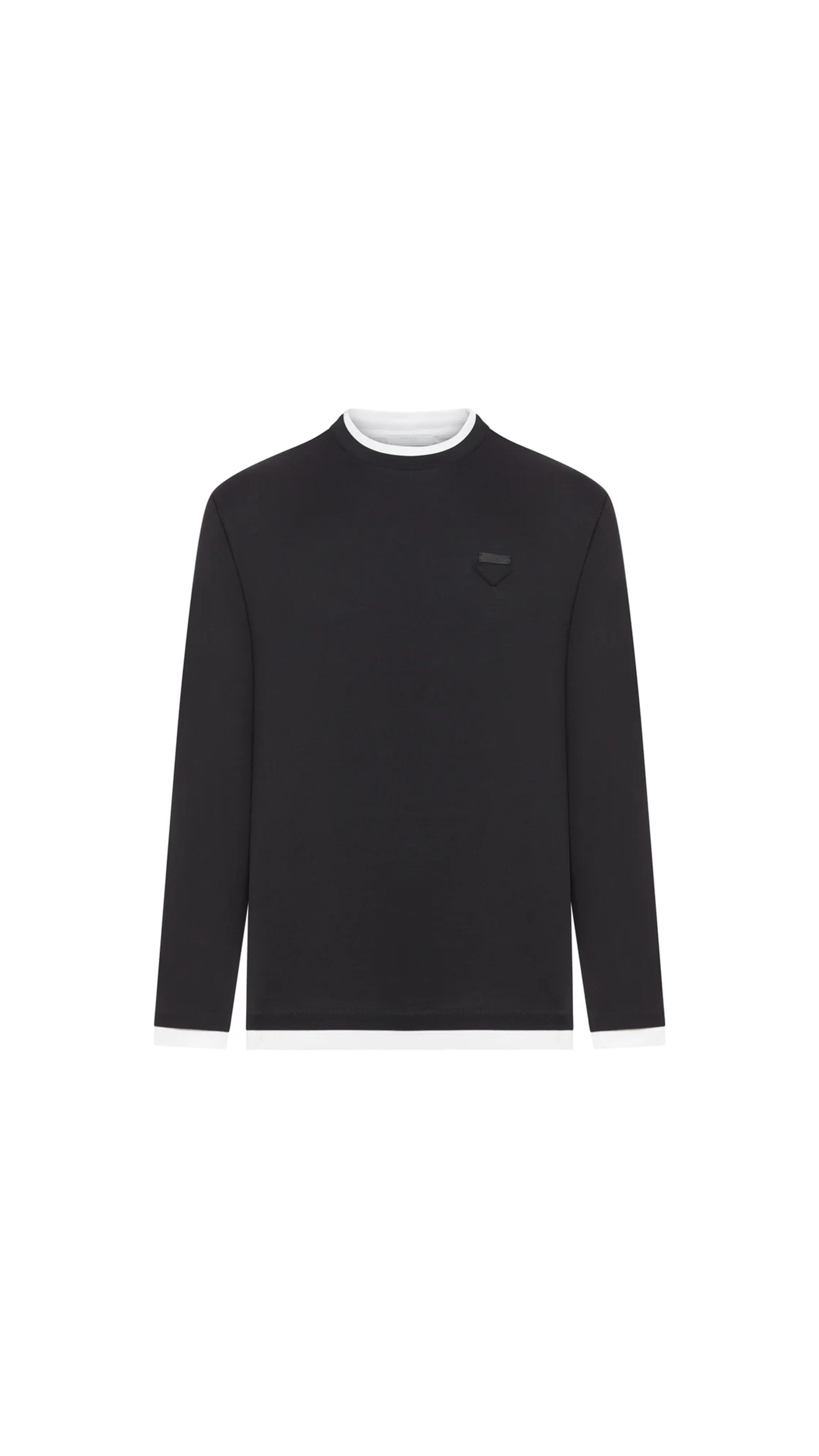Doubled Cotton LS T-shirt - Black/White