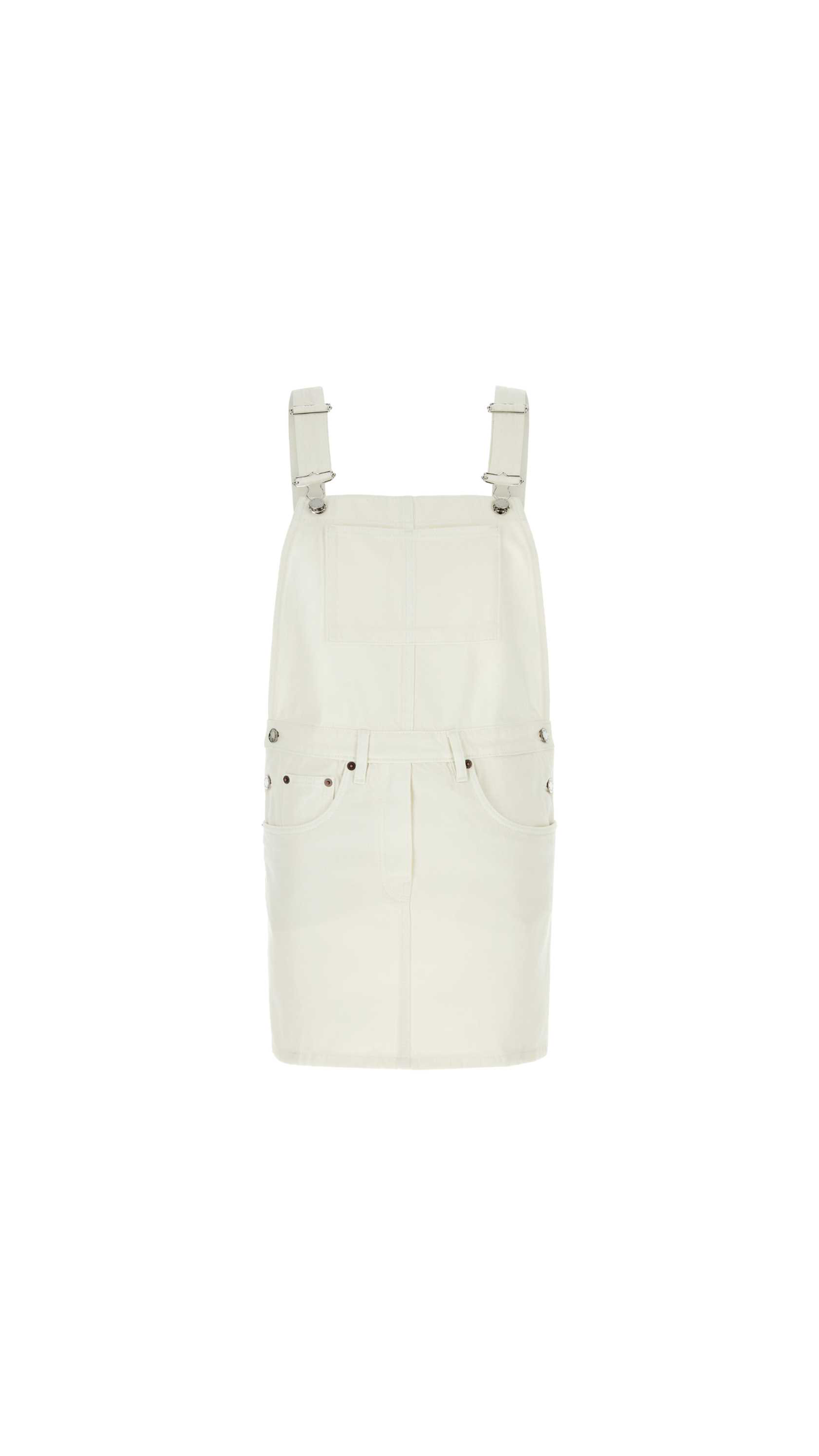 Denim Overall Mini-dress - White