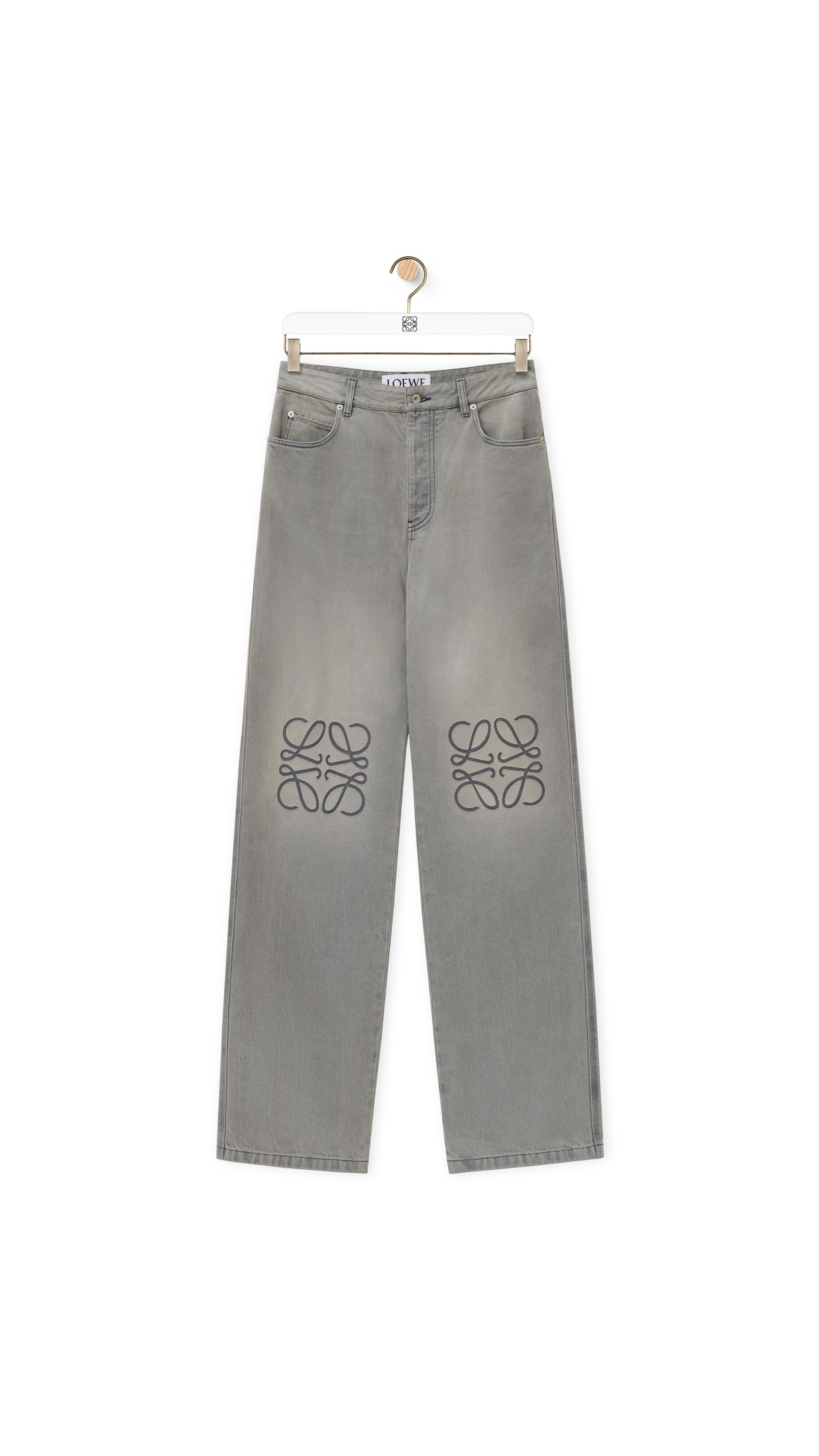 Anagram Baggy Jeans in Denim - Grey Mélange