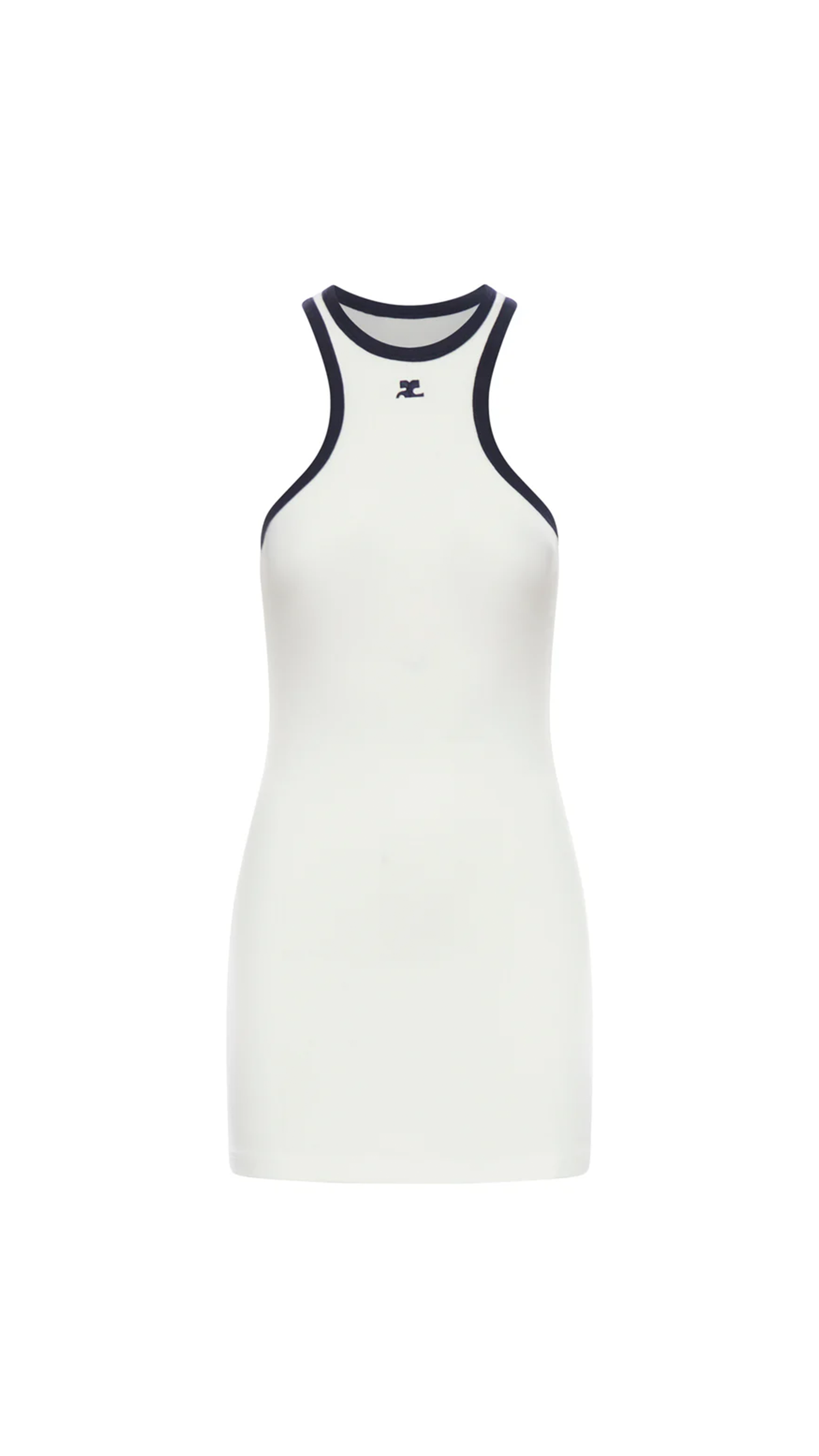 Scuba Cotton Mini Dress - White/Navy