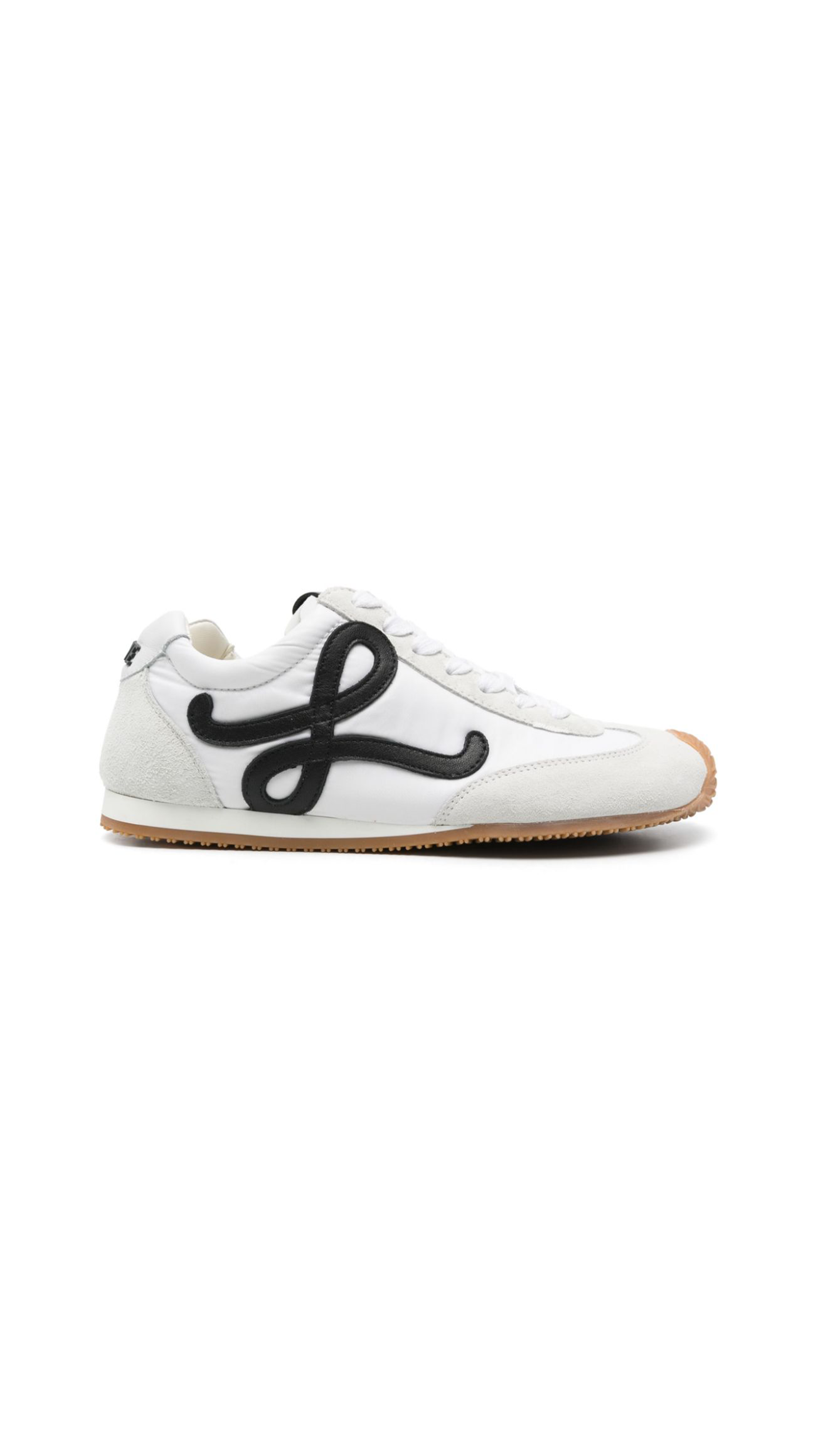 Ballet Runner 2.0 in Nylon and Calfskin - White/Black