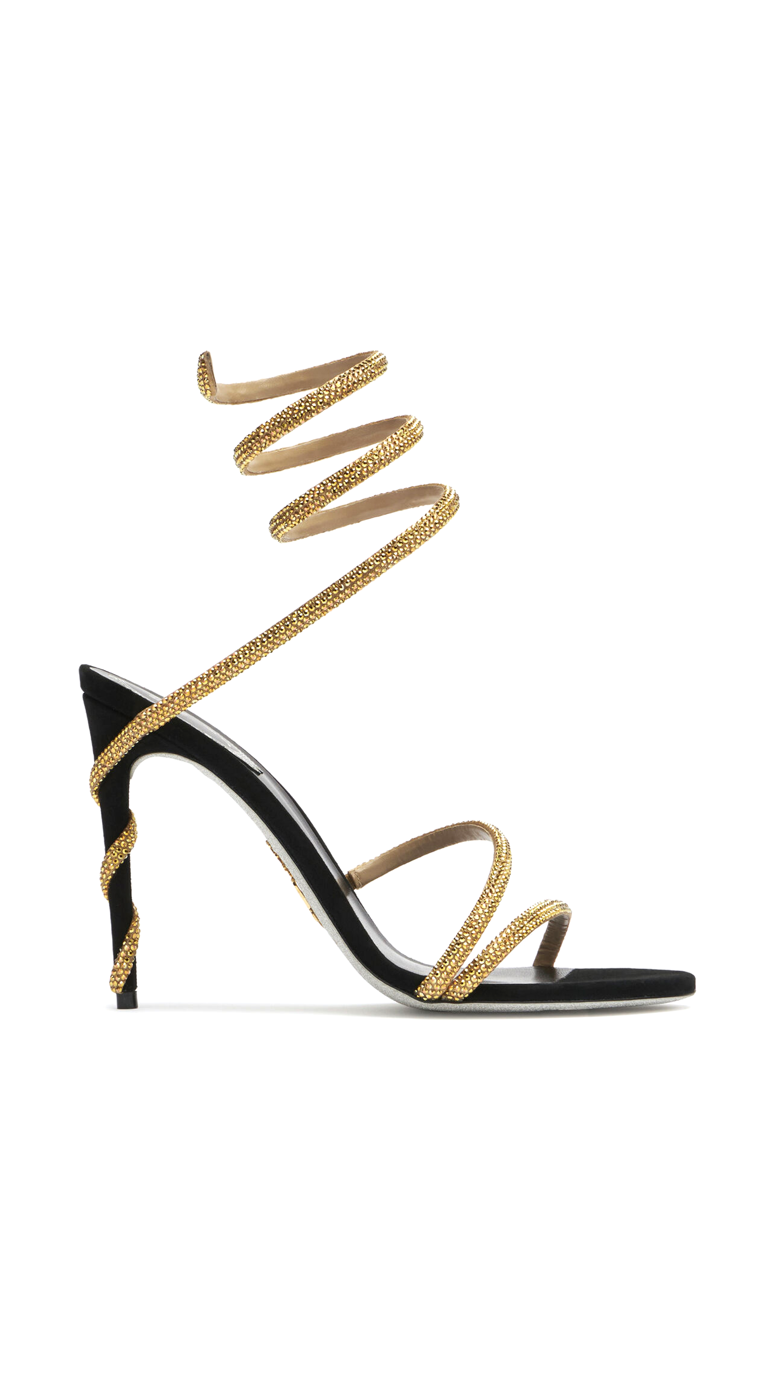 Margot Crystal-embellished Spiral Sandals - Black/Gold