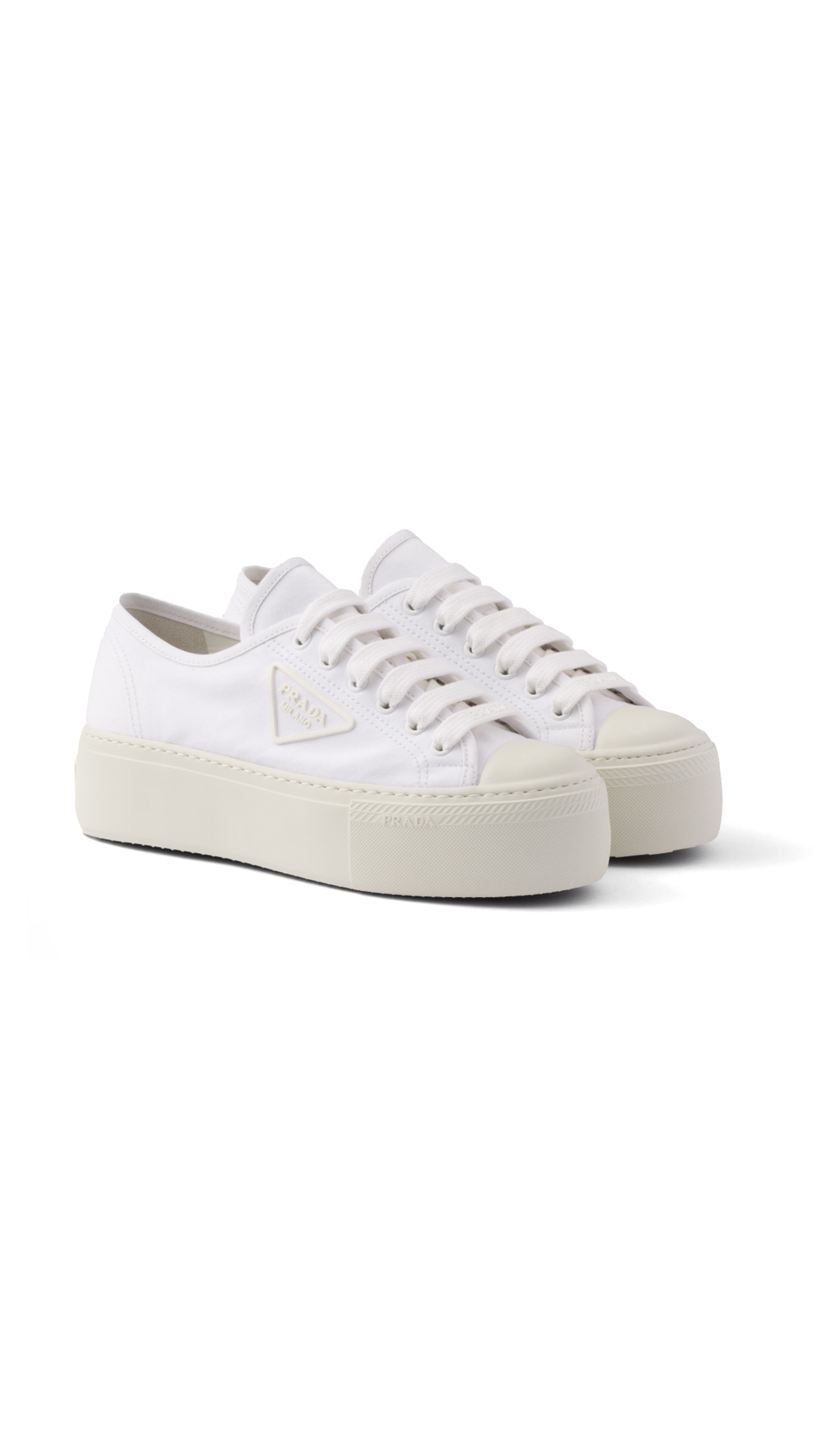 Laced Fabric Sneakers - White