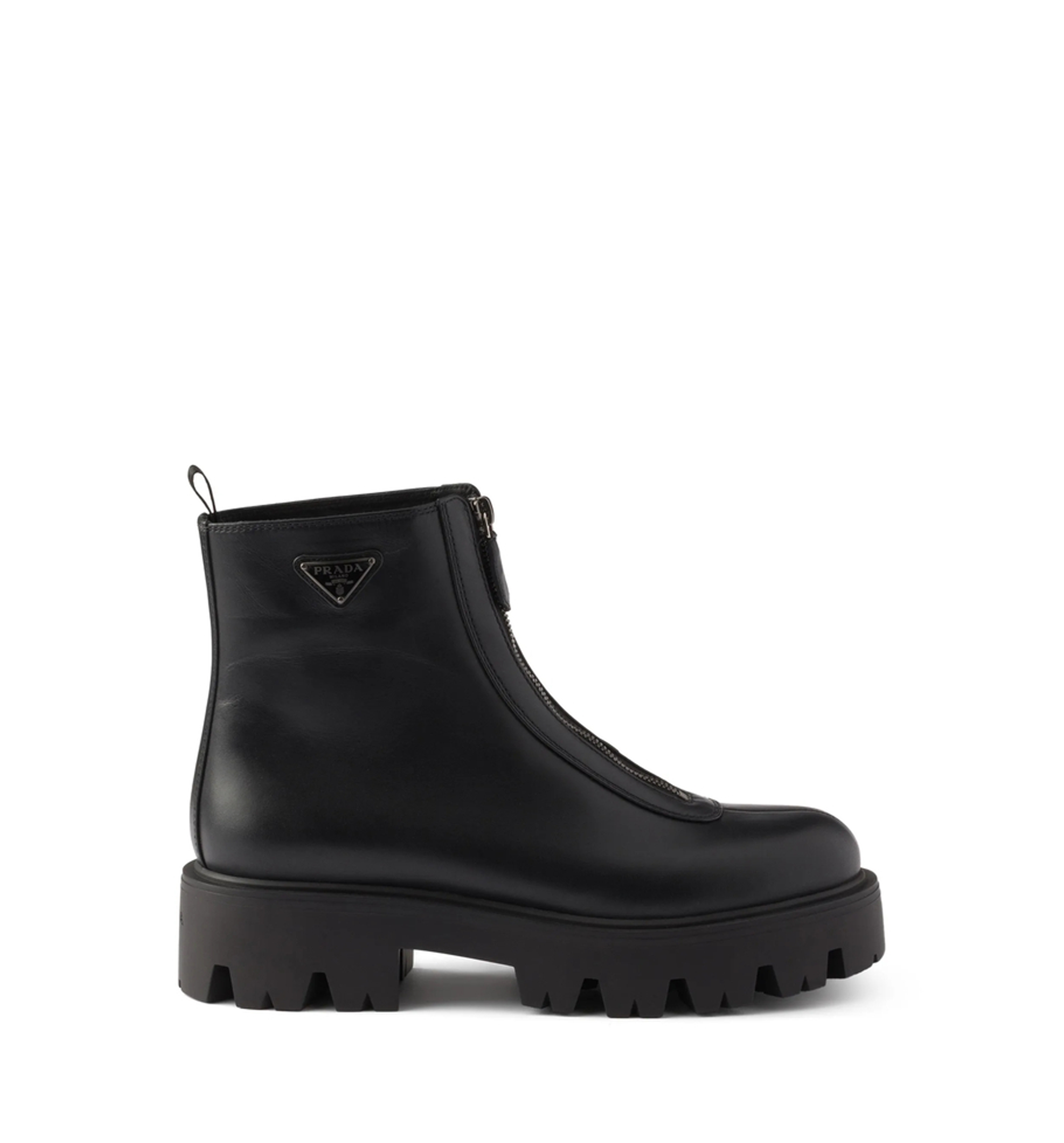 Leather zipper booties
