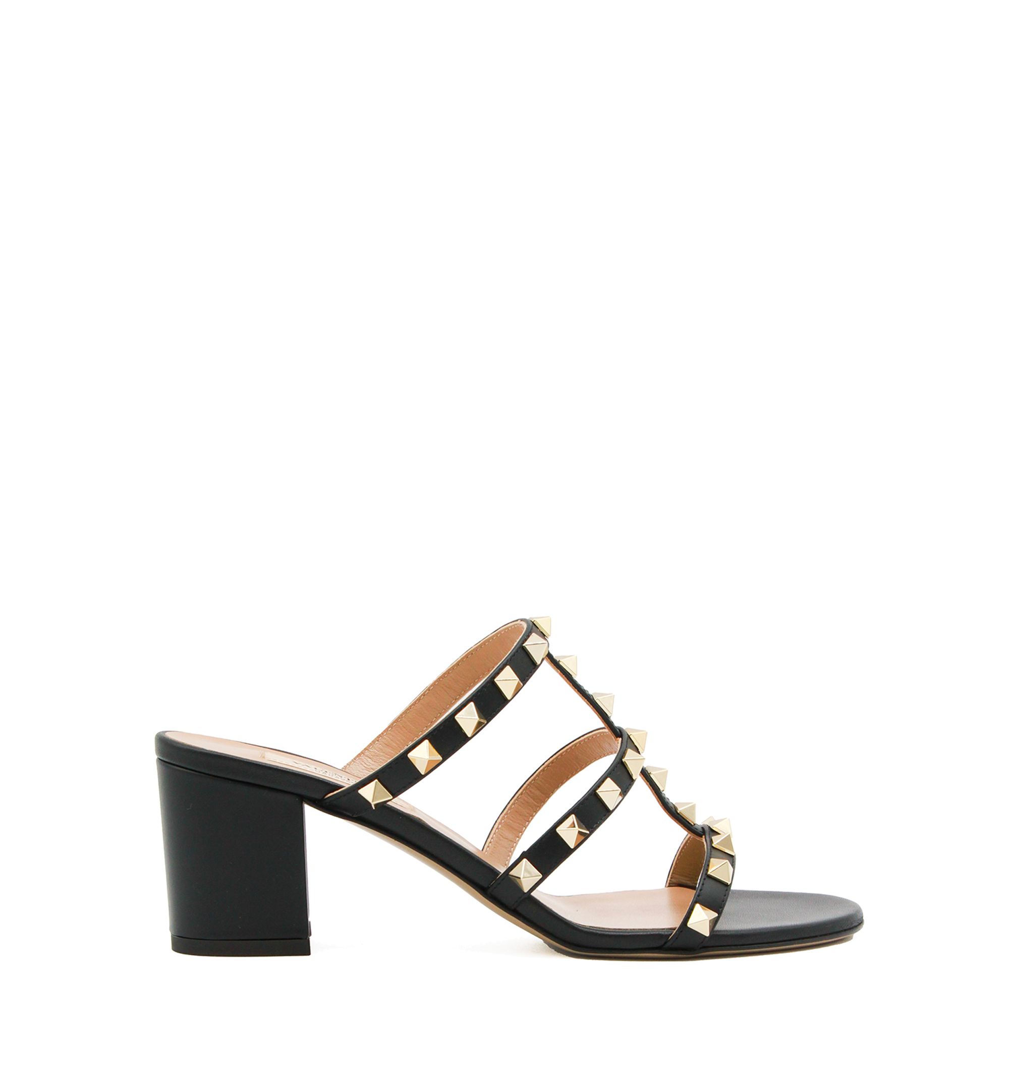 Rockstud Calfskin Leather Slide Sandal 60 mm