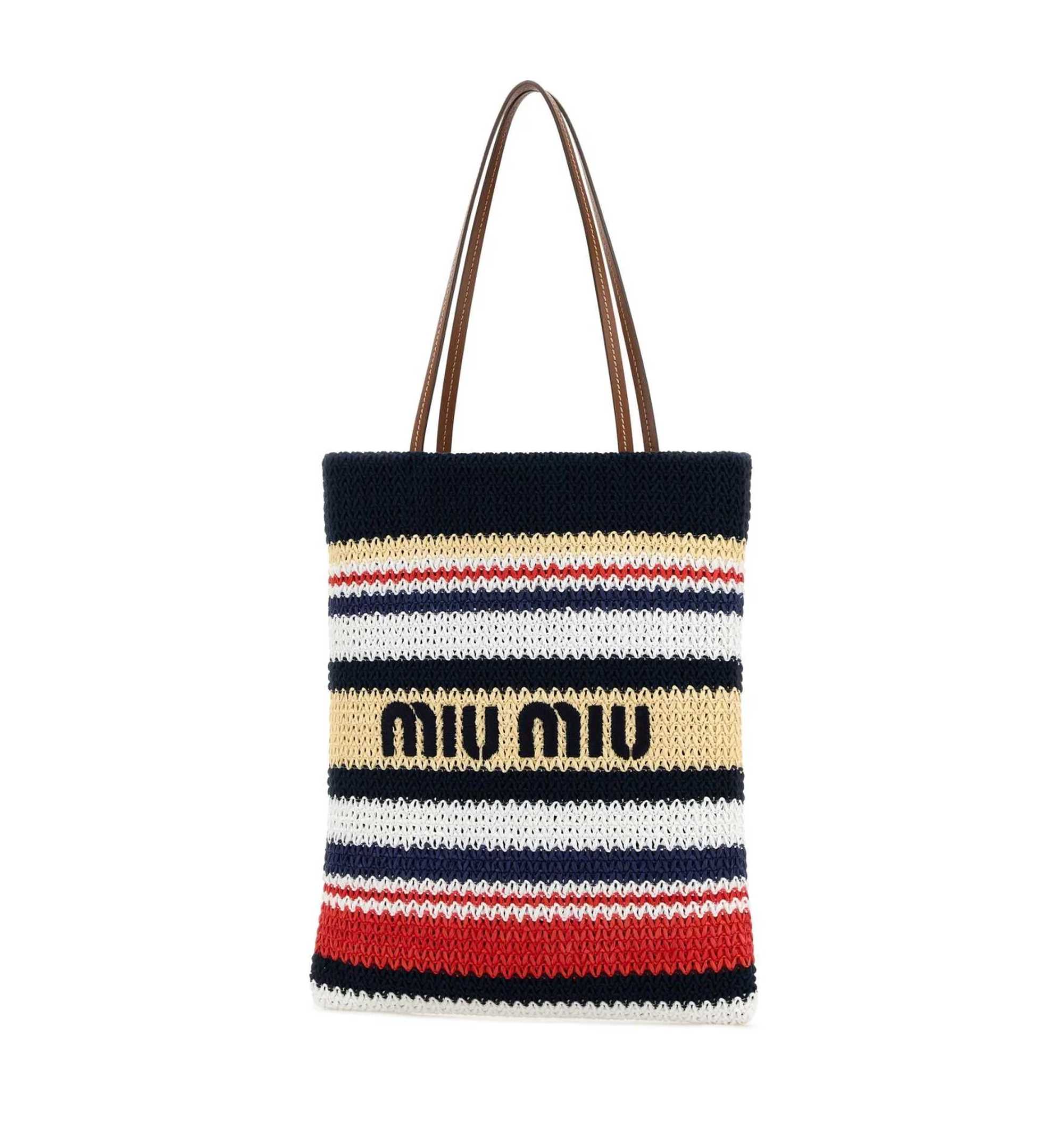 Raffia-effect woven tote bag