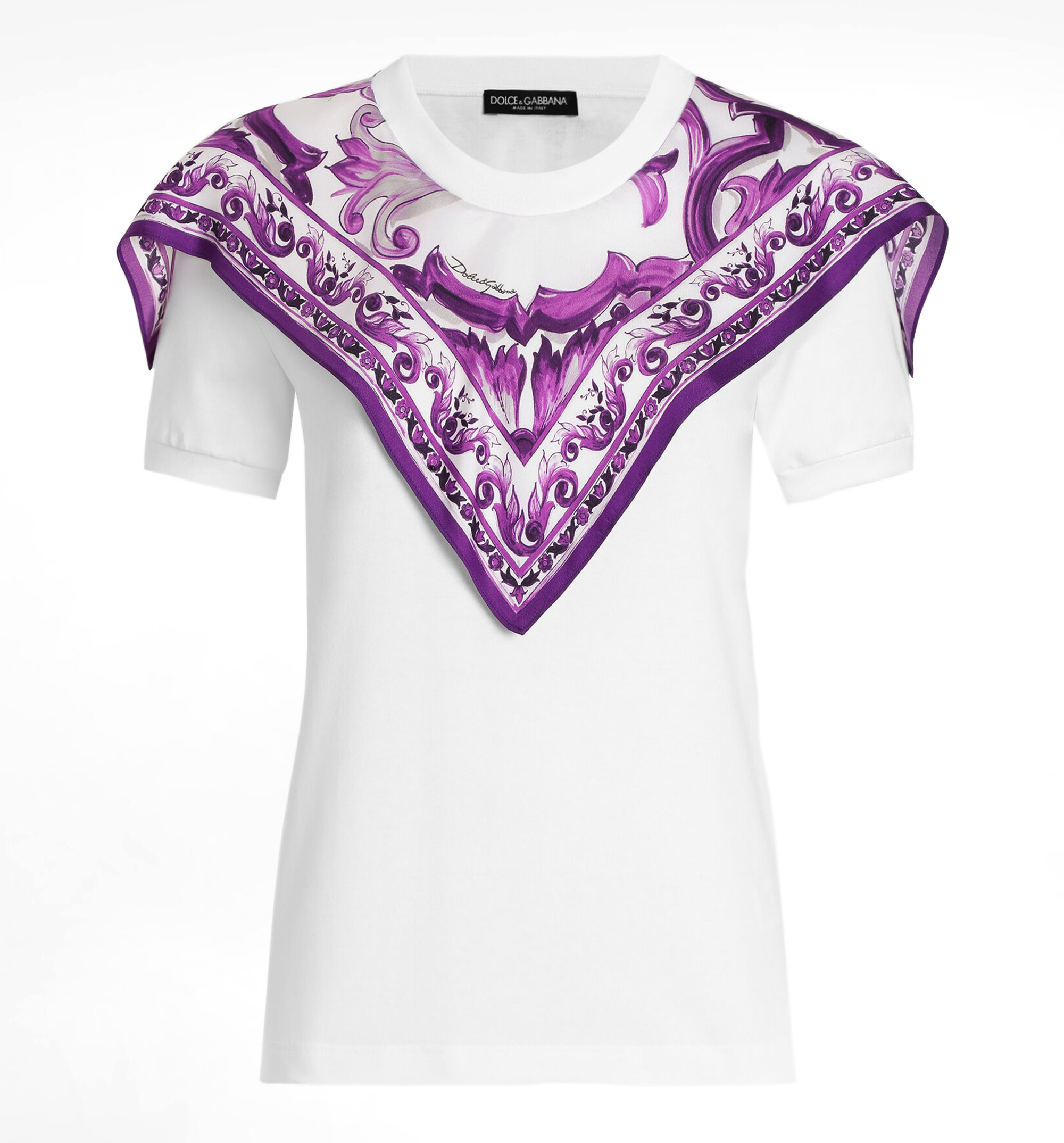 T-shirt with silk foulard