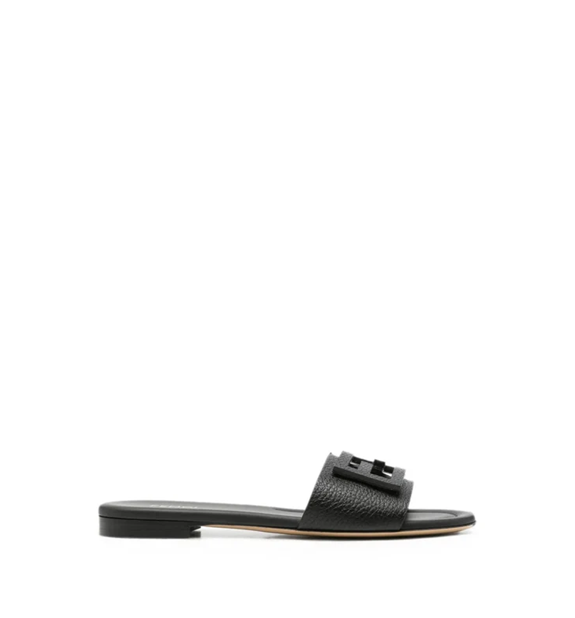 Parchment-colored leather slides
