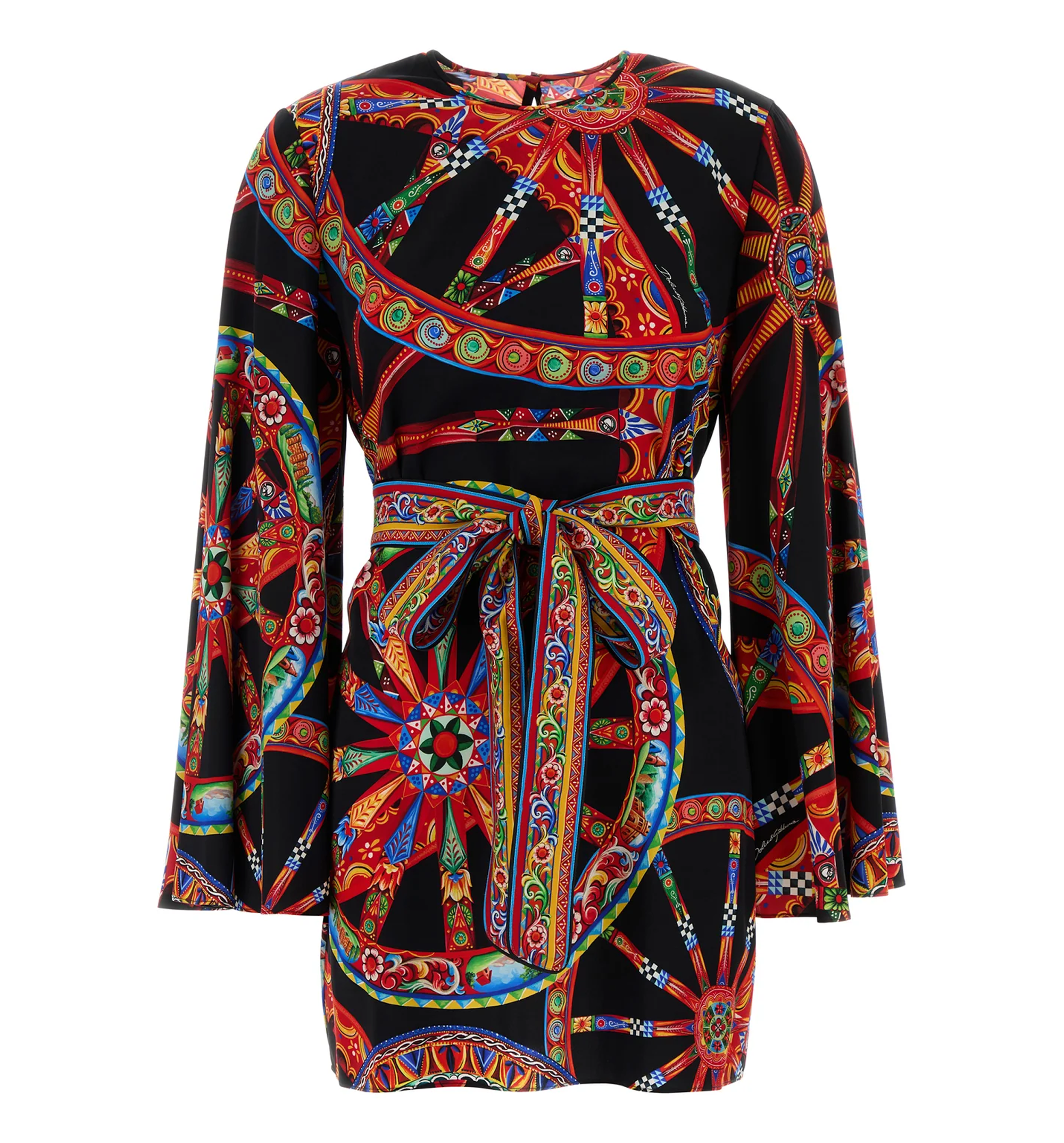 Printed stretch crepe dress