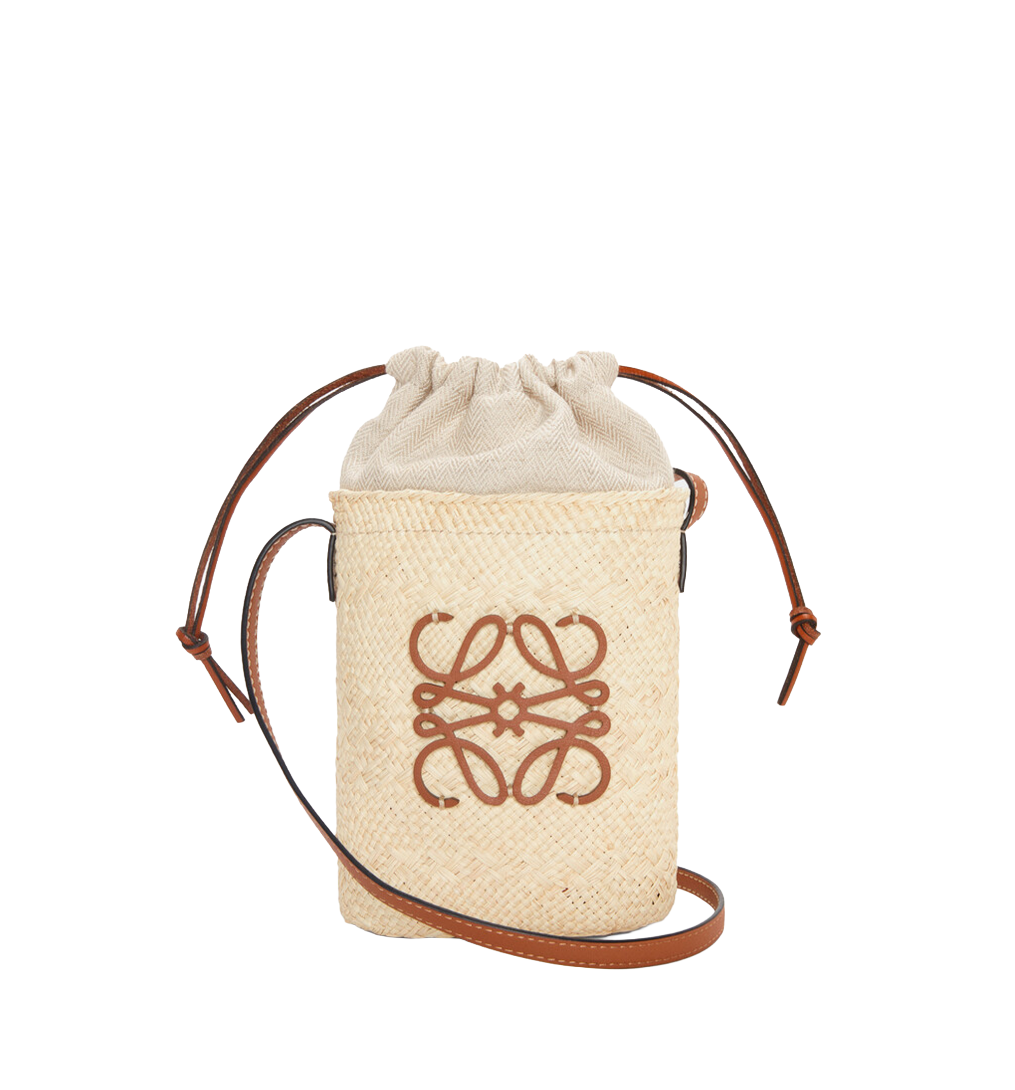 Square pocket in iraca palm and calfskin