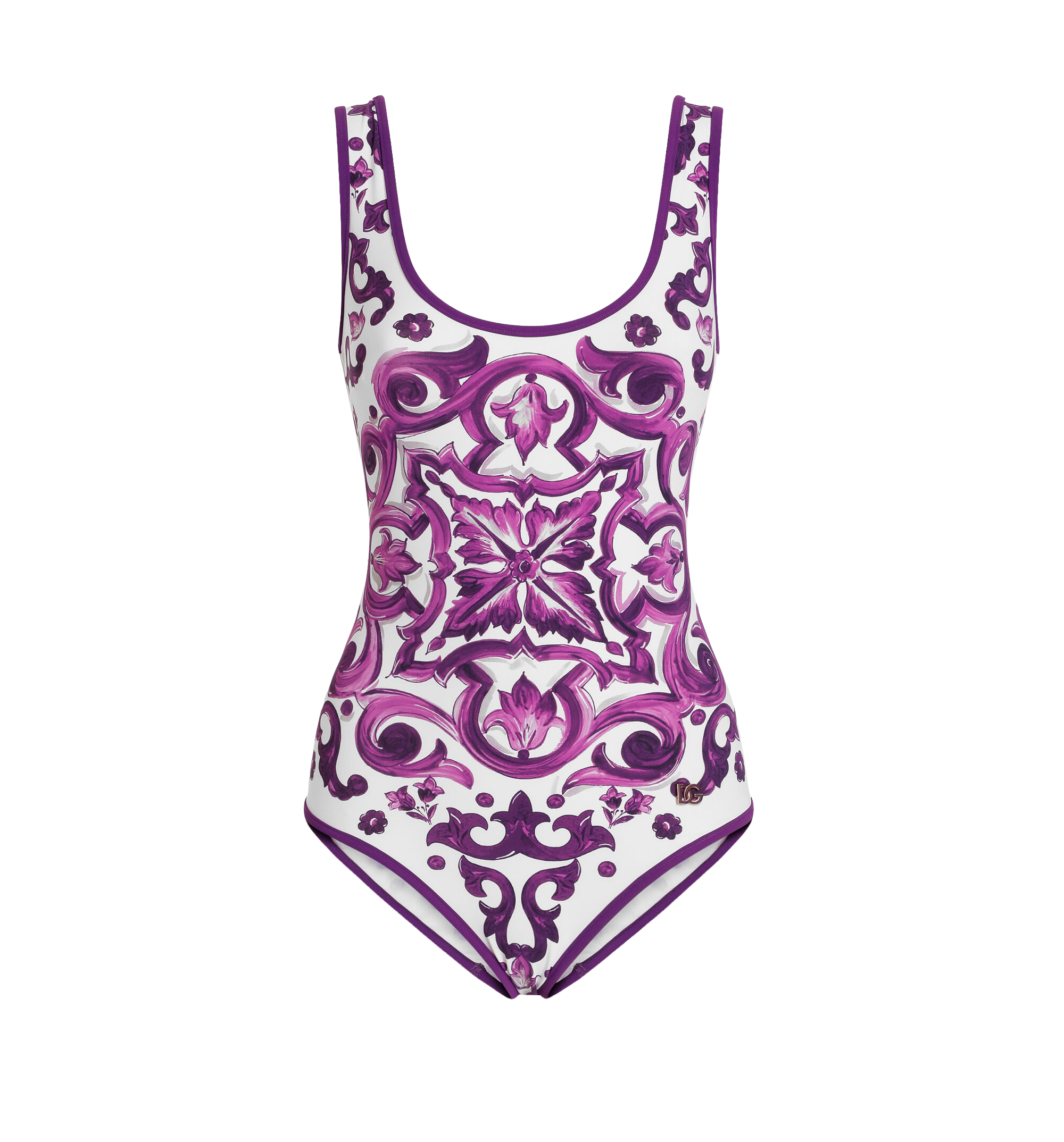 Majolica-print one-piece swimsuit