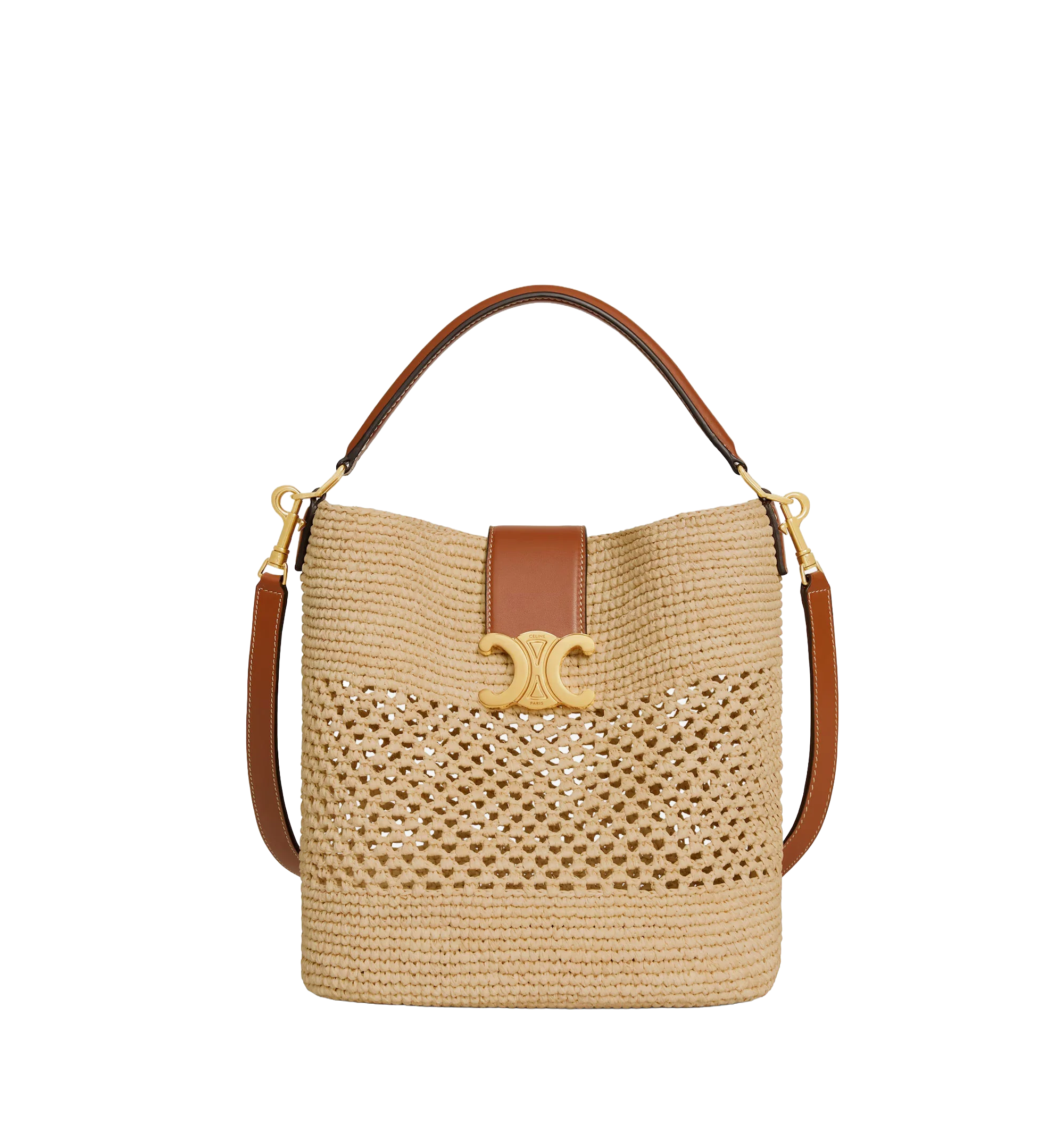 Louise raffia and leather bucket bag